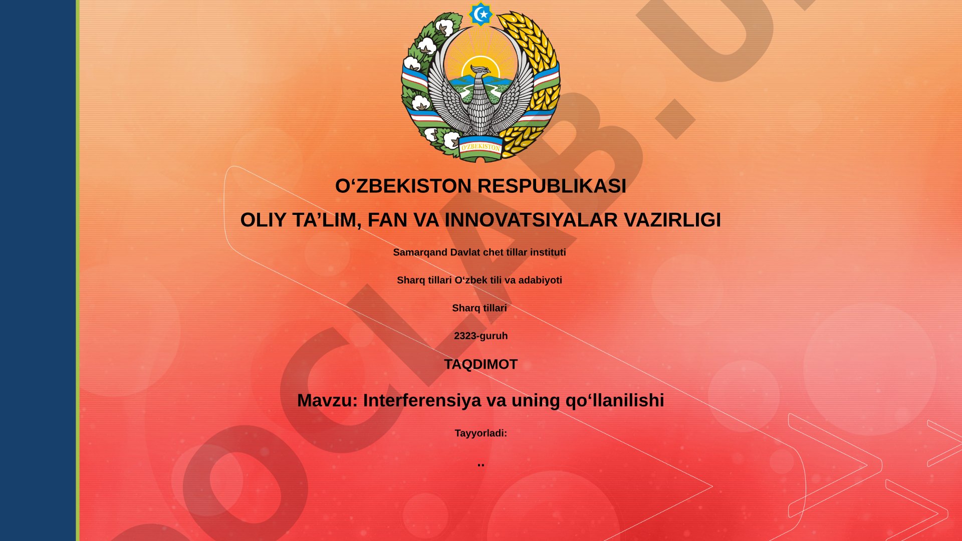 Interferensiya va uning qo'llanilishi