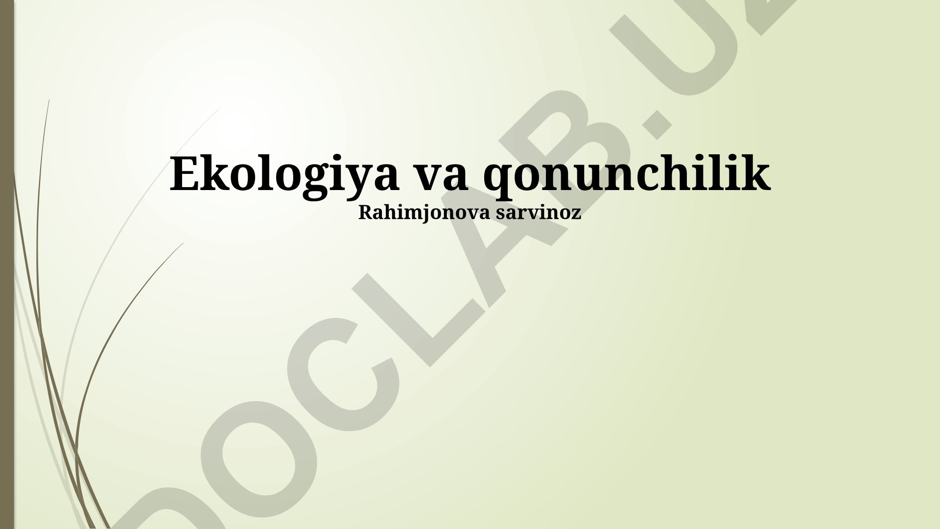 Ekologiya va qonunchilikning amaldagi muammolari va yechimlari