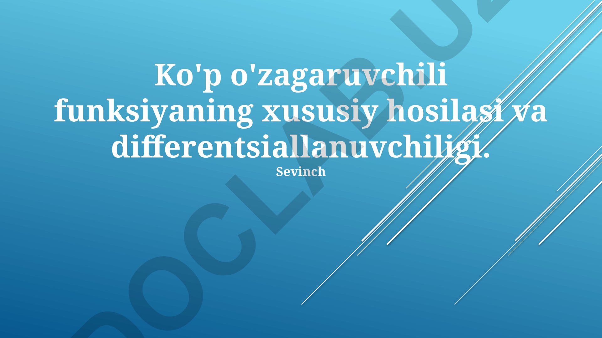Ko'p o'zgaruvchili funksiyaning qisman hosilasi va differentsiallanuvchiligi