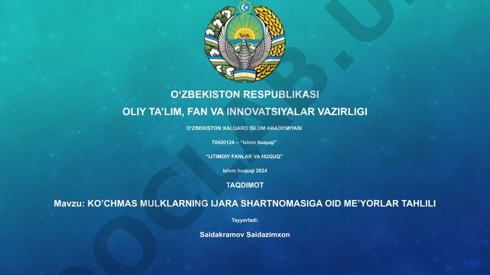 Ko'chmas mulklarning ijara shartnomasiga oid me'yorlar tahlili