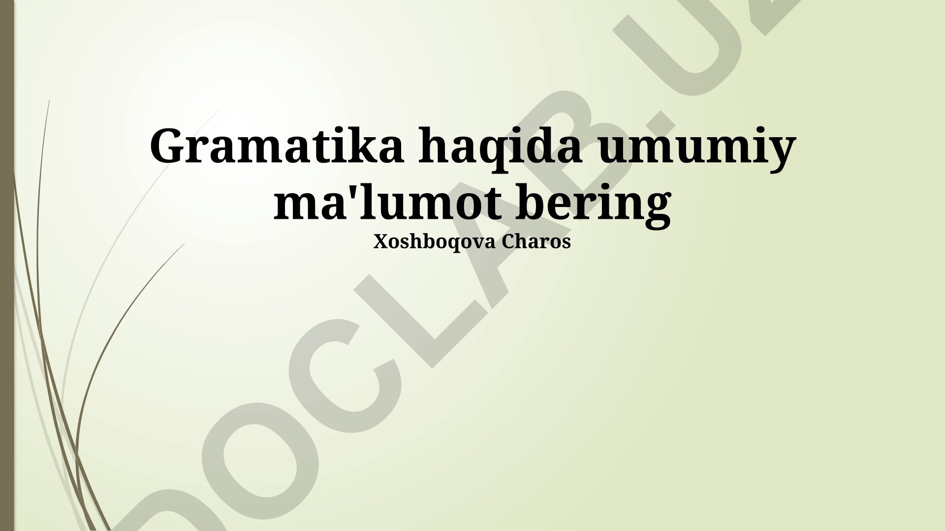 Grammatika haqida umumiy ma'lumot