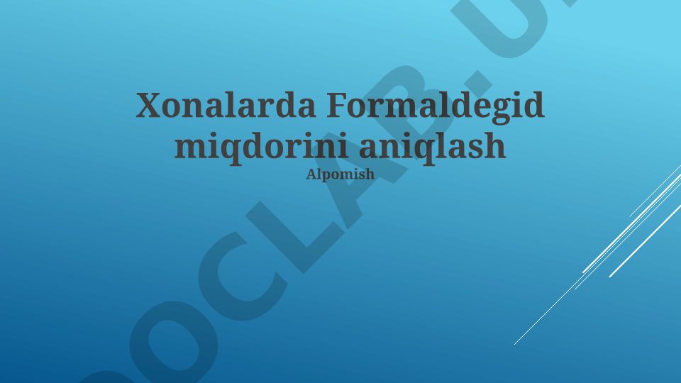 Xonalarda formaldegid miqdorini aniqlash va bartaraf etish strategiyalari