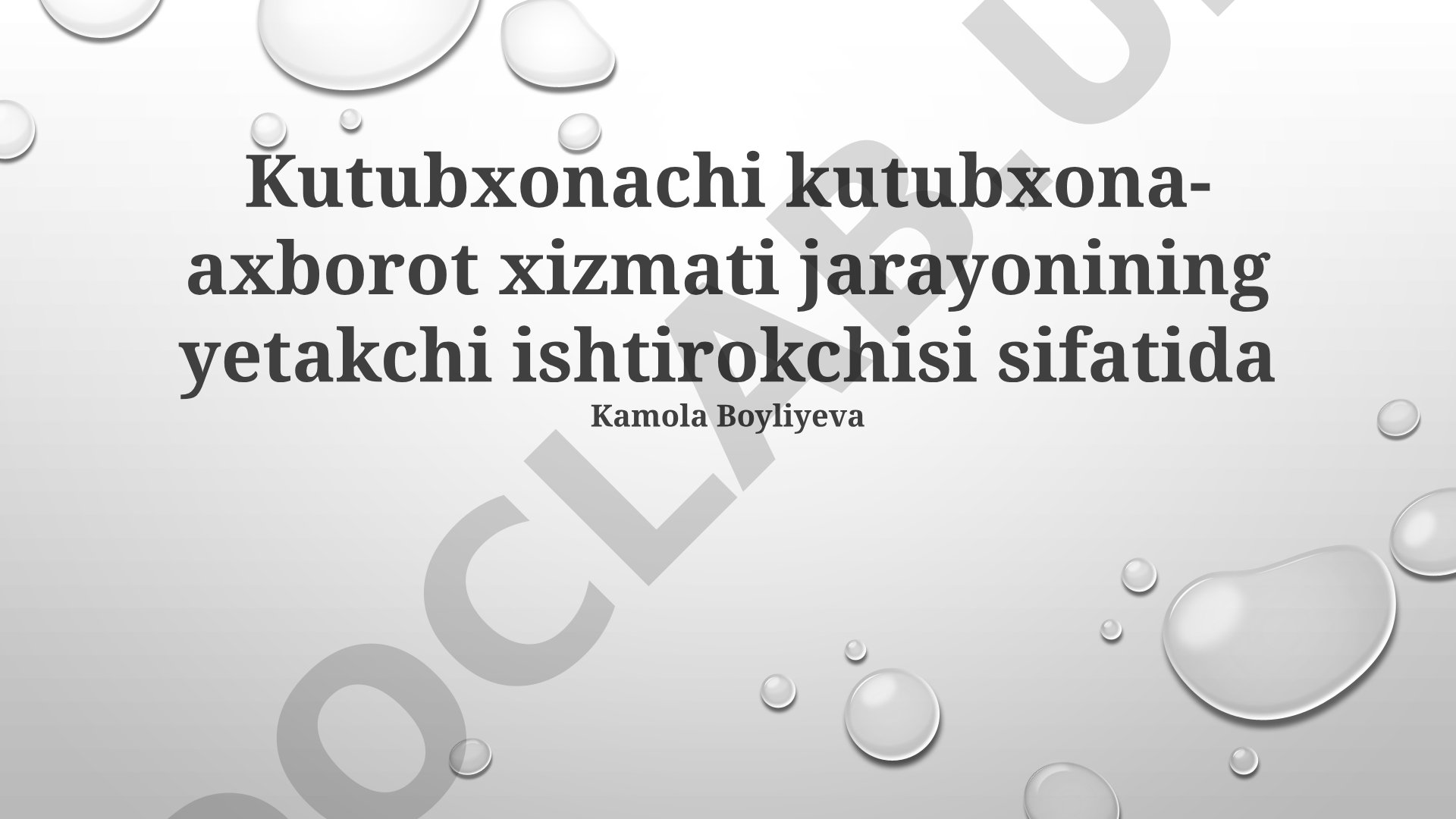 Kutubxonachi kutubxona-axborot xizmati jarayonining yetakchi ishtirokchisi sifatida