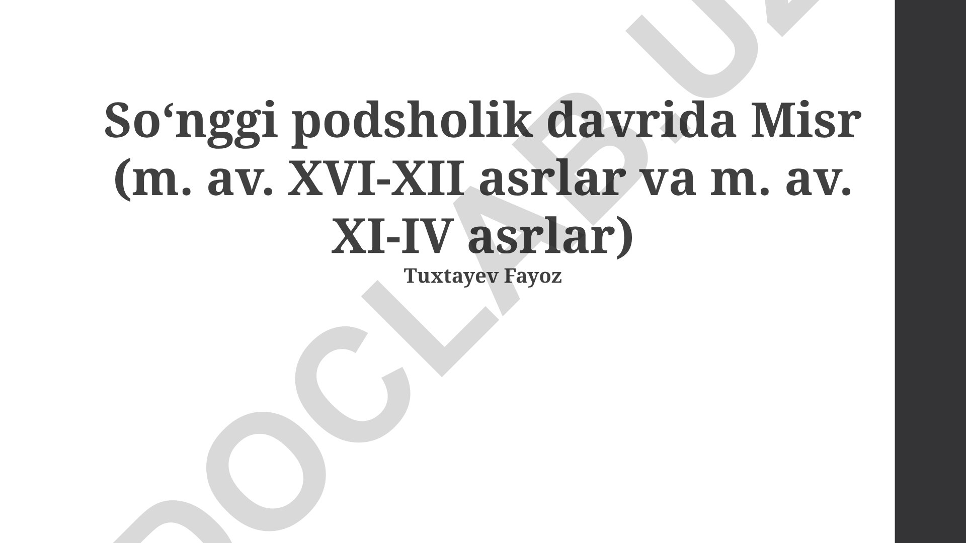 Yangi Shohlik davrida Misrning yuksalishi va inqirozi