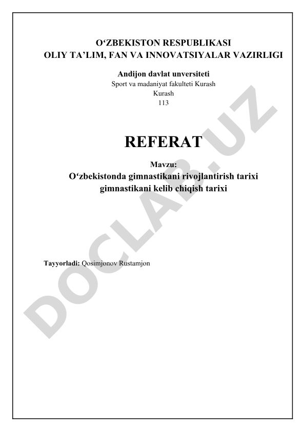 Oʻzbekistonda gimnastikani rivojlantirish tarixi