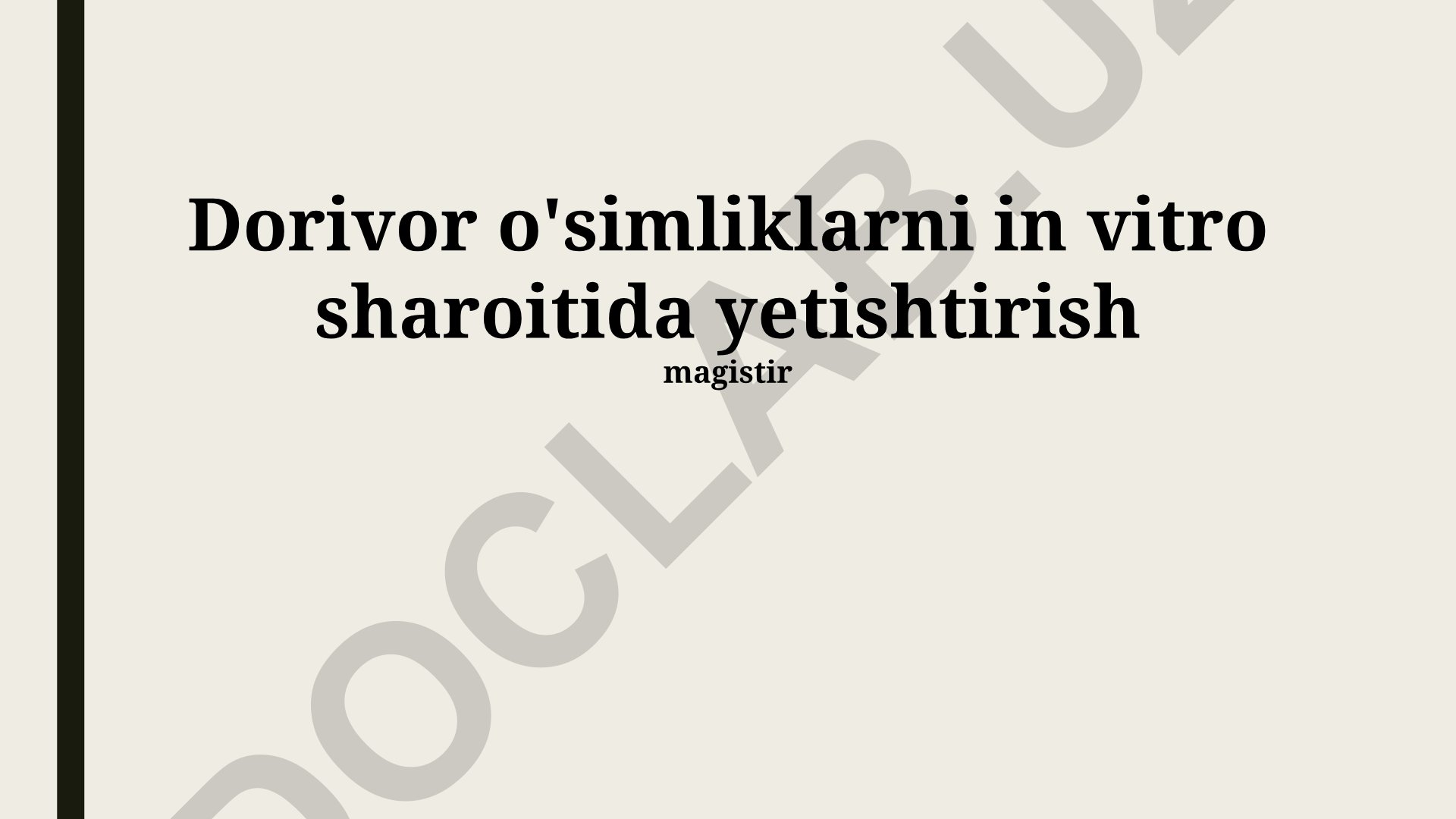 Dorivor o'simliklarni in vitro sharoitida yetishtirish