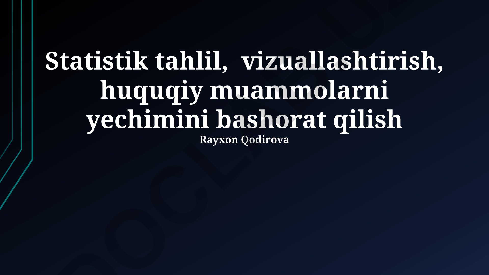 Statistik tahlil, vizuallashtirish va huquqiy muammolarni yechimini bashorat qilish