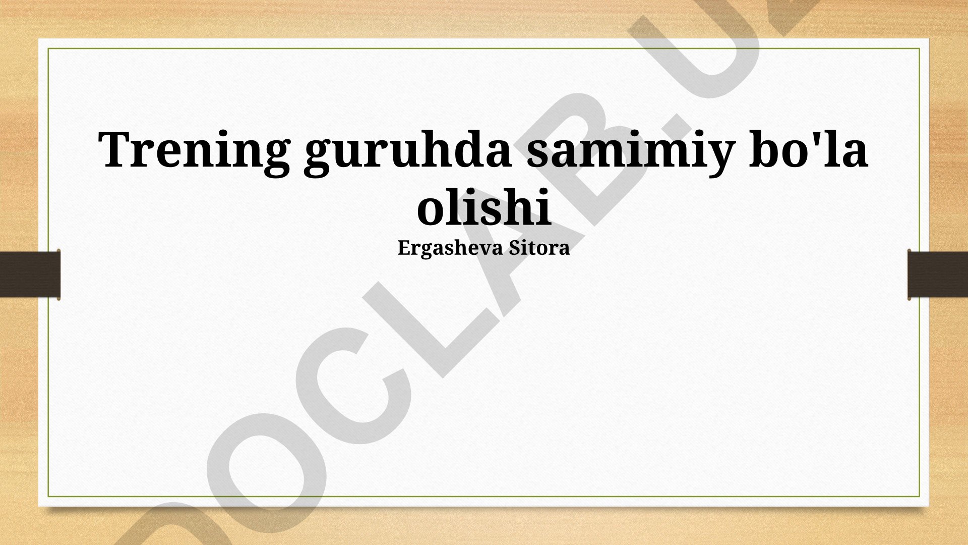 Samimiy muloqot usullari va ishonchli muhit yaratish