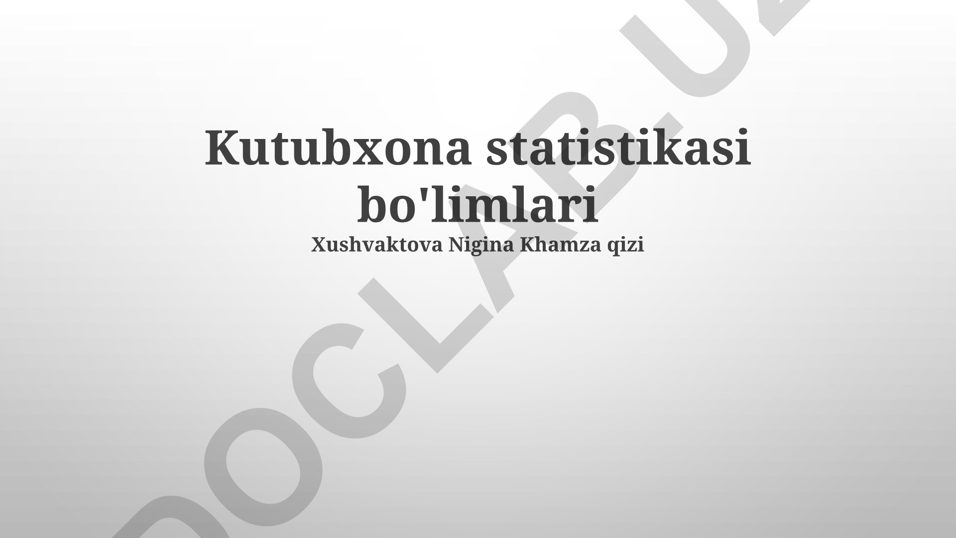 Kutubxona statistikasi bo'limlari va ularning vazifalari