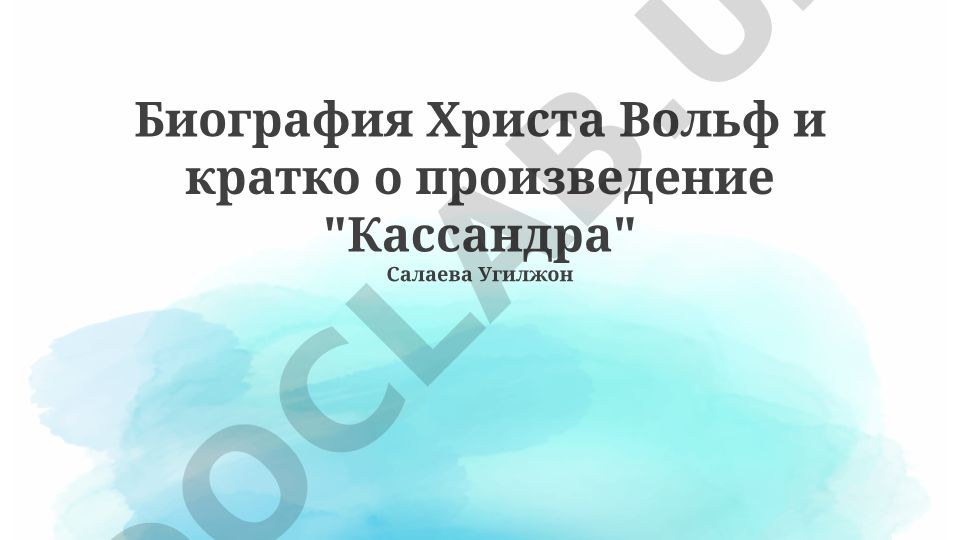Биография Кристы Вольф и произведение «Кассандра»