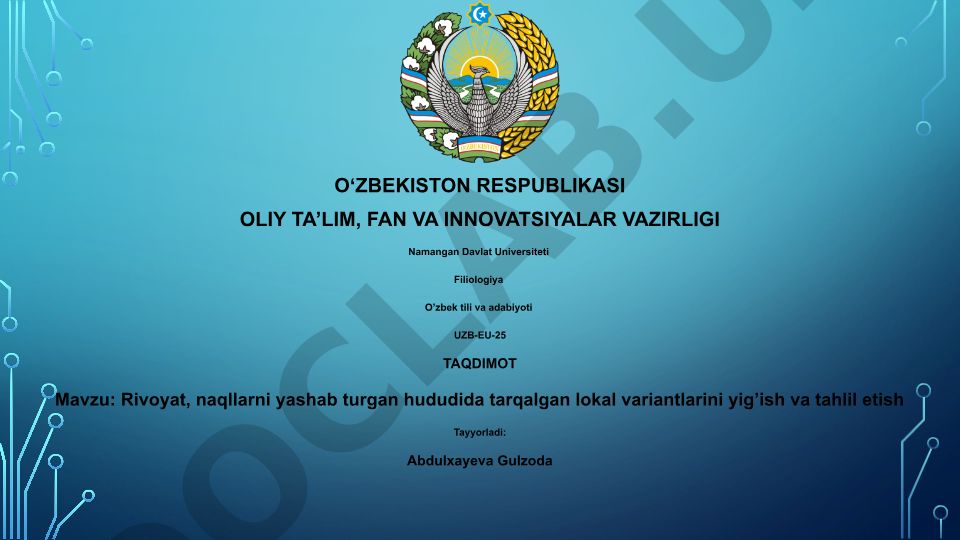 Rivoyat, naqllarni yashab turgan hududida tarqalgan lokal variantlarini yig'ish va tahlil etish