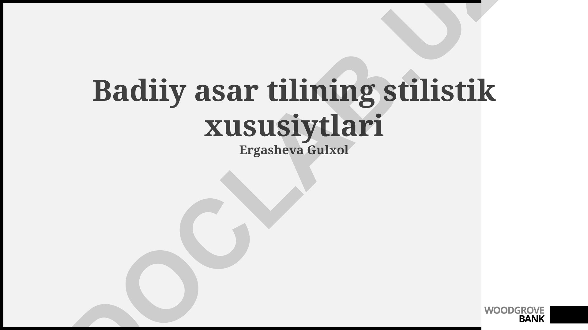 Badiiy asar tilining stilistik xususiyatlari