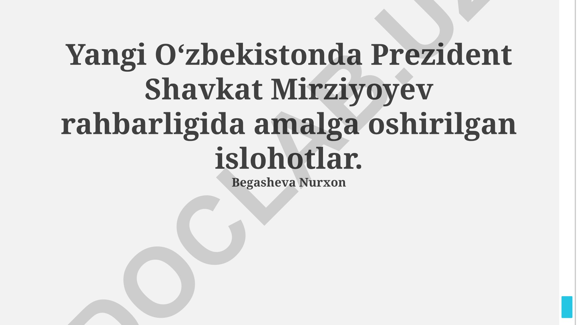 Yangi Oʻzbekistonda Prezident Shavkat Mirziyoyev rahbarligida amalga oshirilgan islohotlar