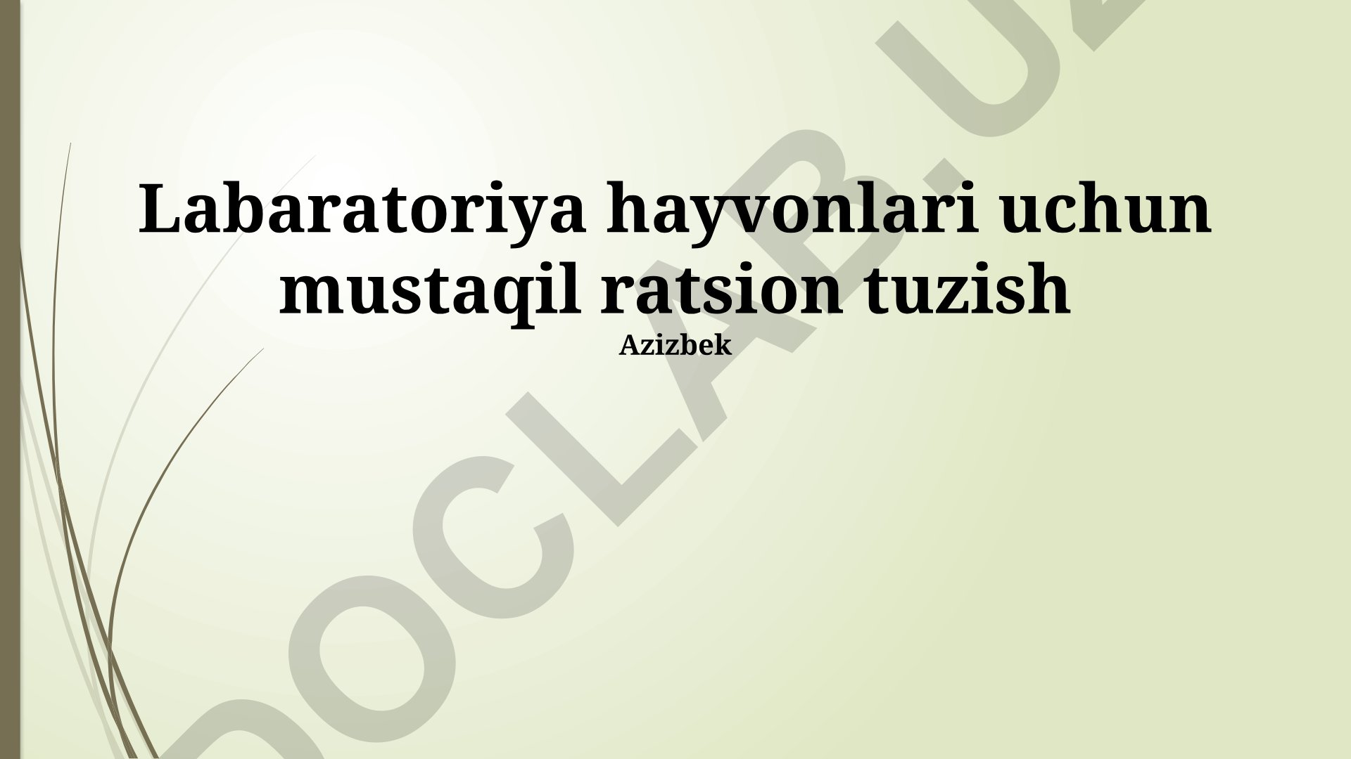 Laboratoriya hayvonlari uchun mustaqil ratsion tuzish