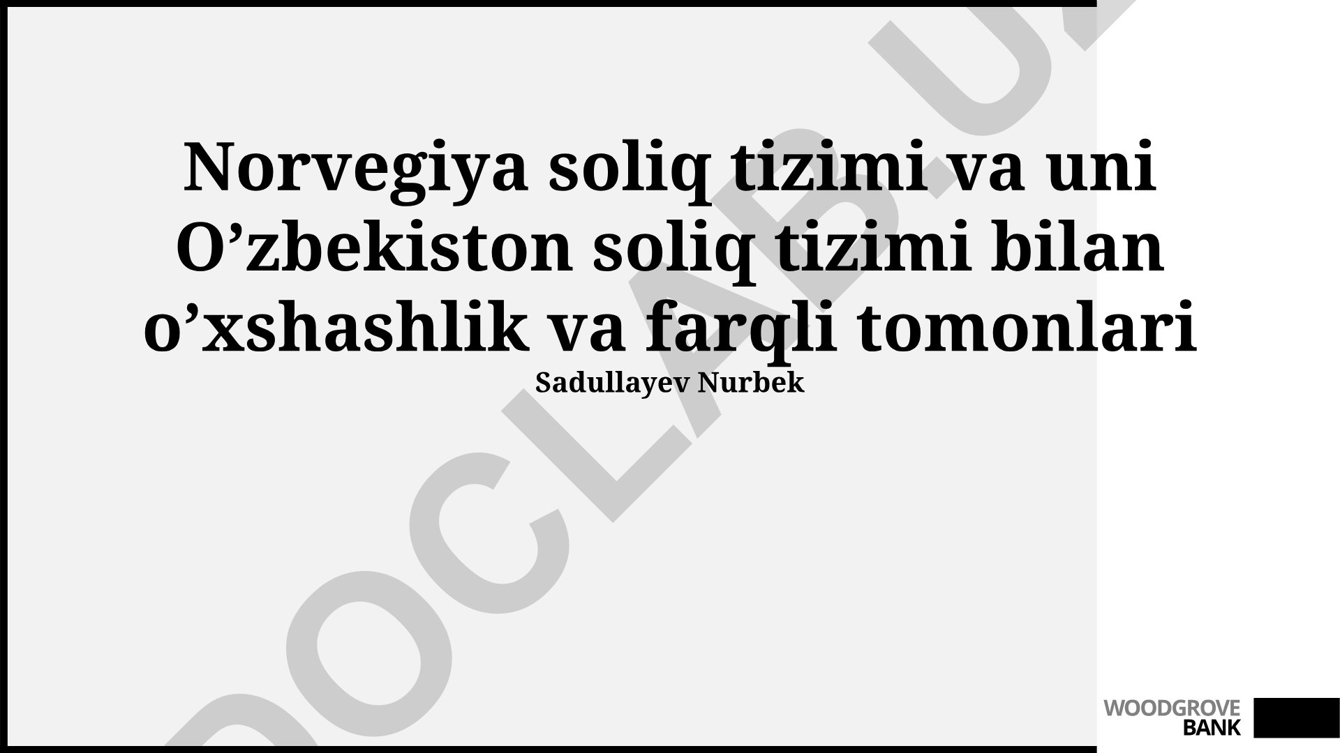 Norvegiya va O'zbekiston soliq tizimlarining o'xshashlik va farqlari