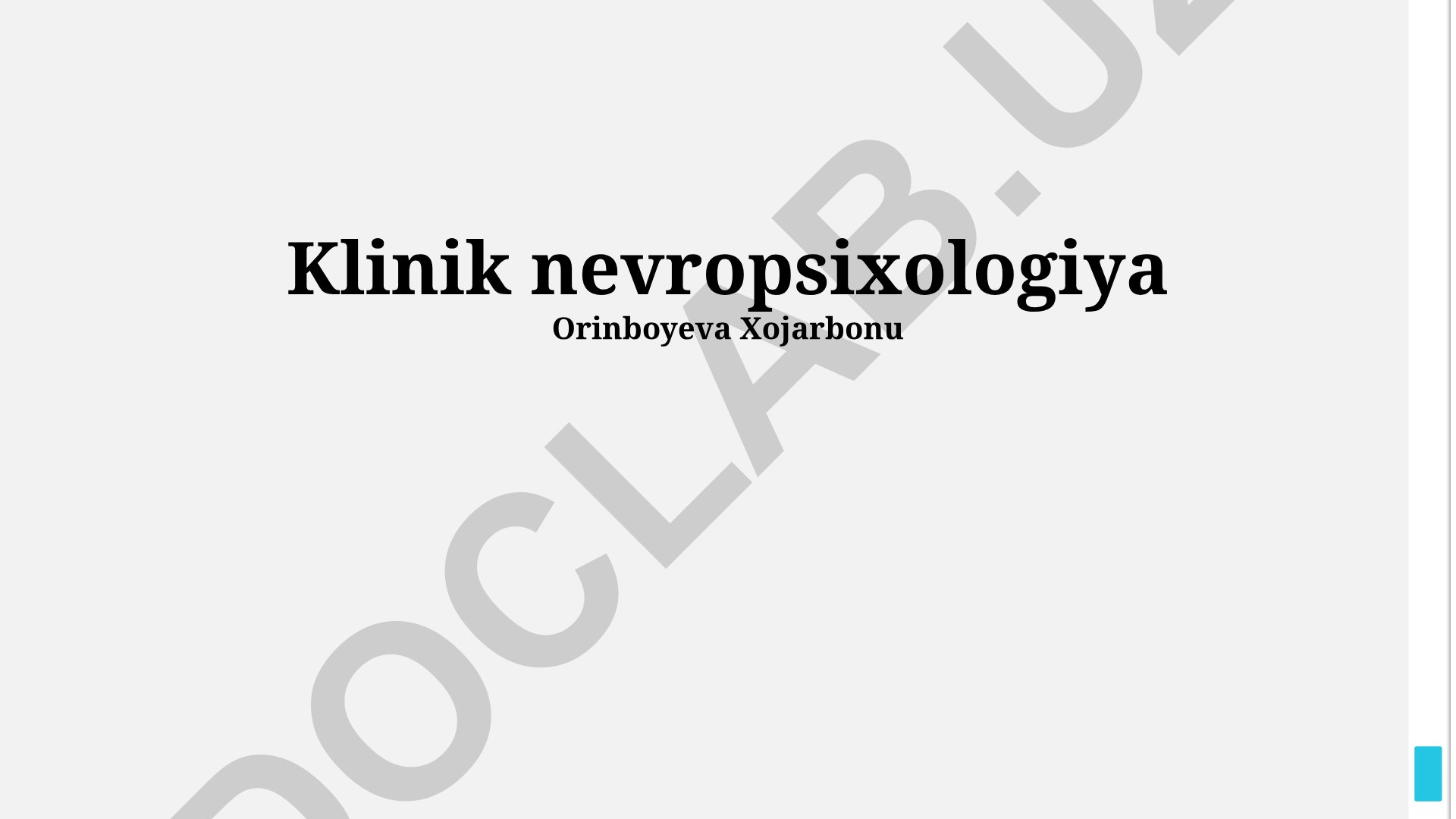 Klinik nevropsixologiya: diagnostika, baholash va davolash usullari