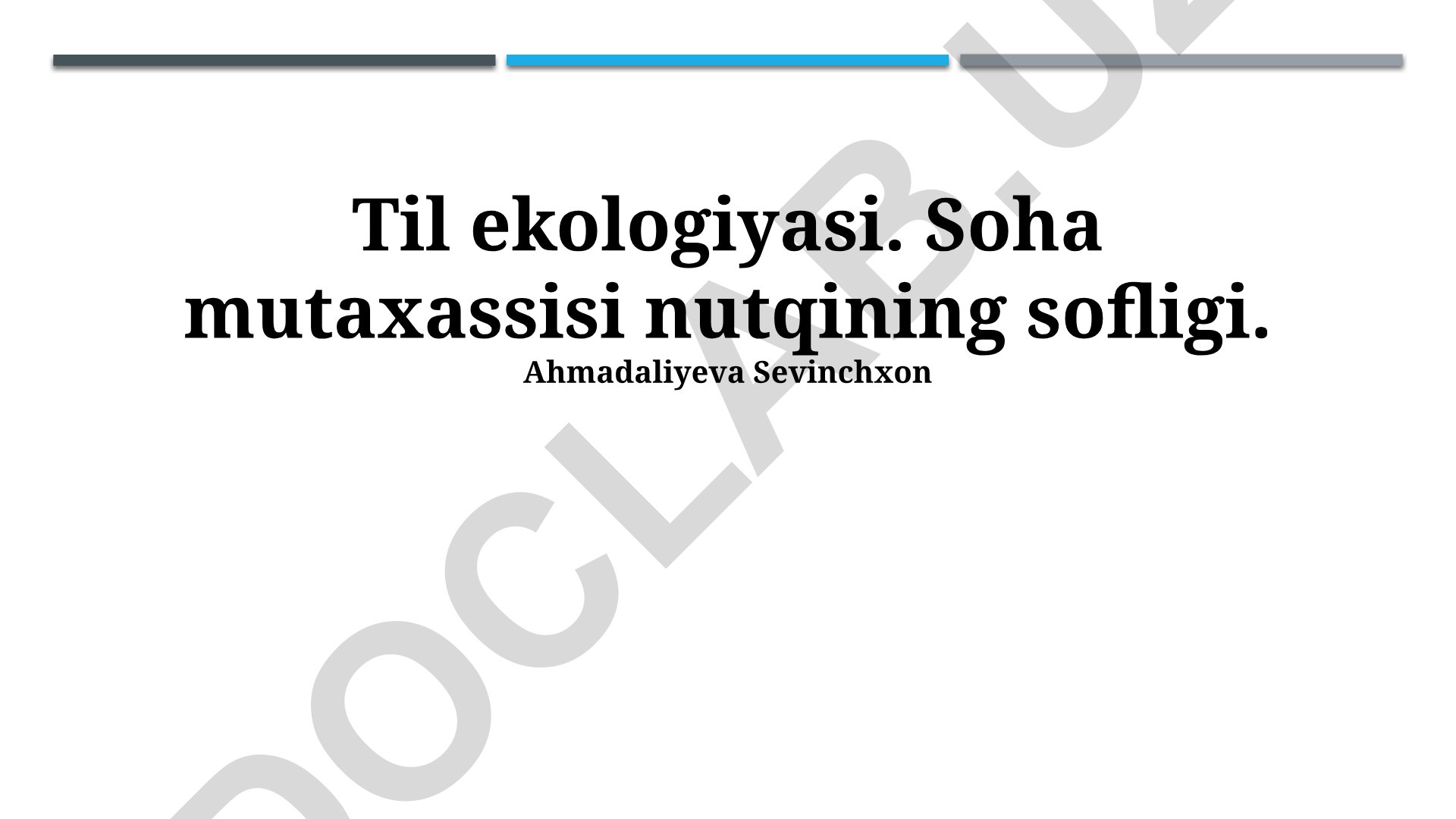 Tuproq ekologiyasi va mutaxassis nutqining sofligi