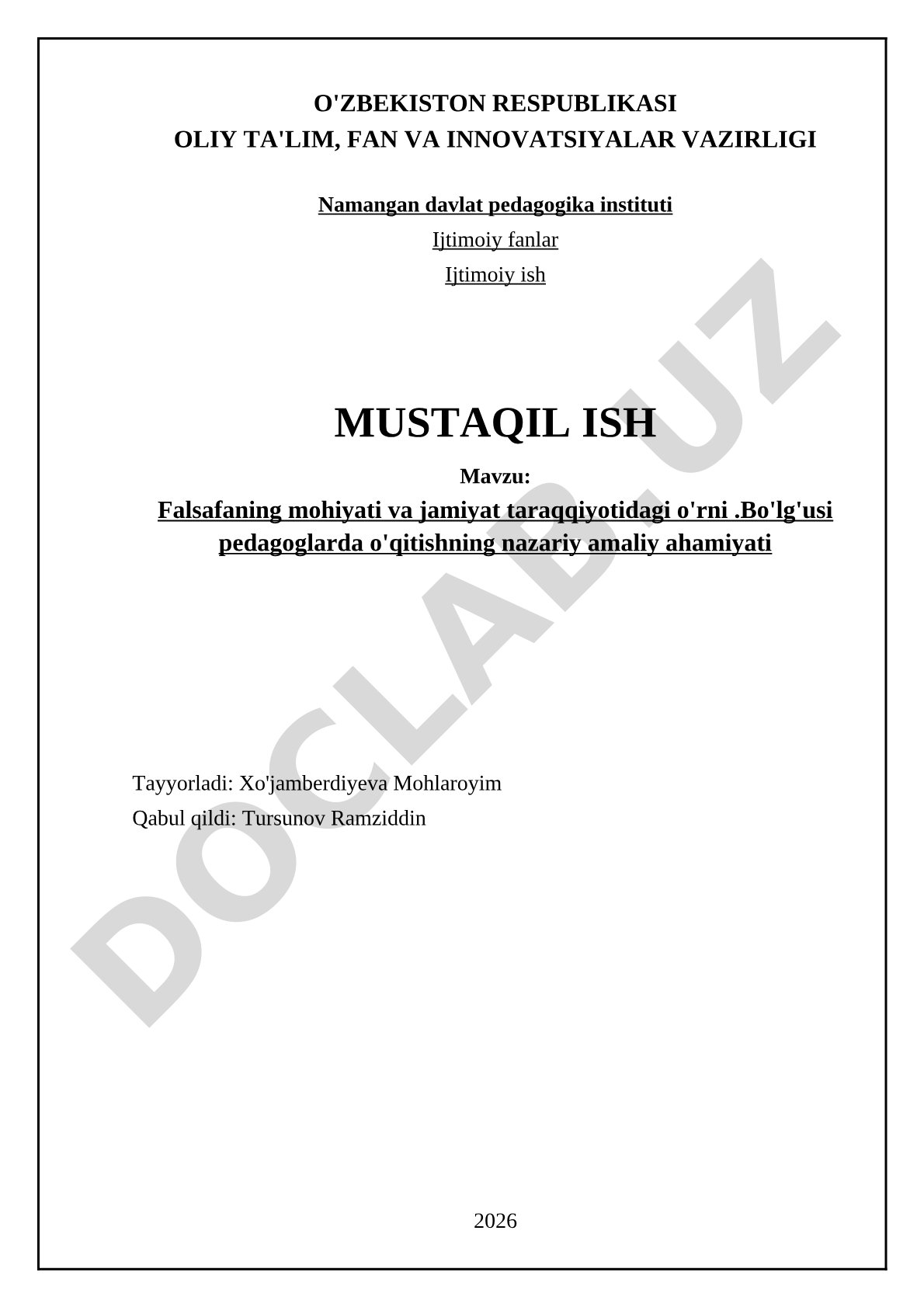 Falsafaning mohiyati va jamiyat taraqqiyotidagi o'rni