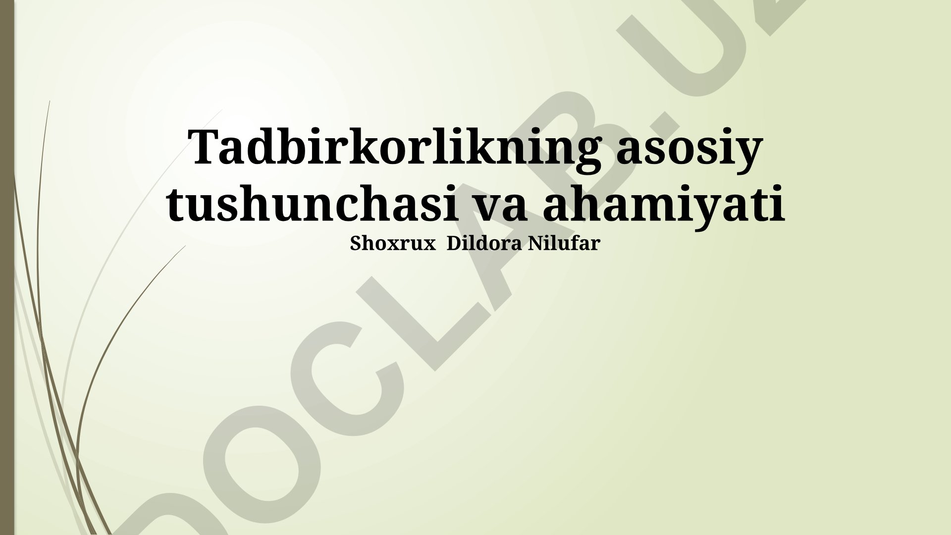 Tadbirkorlikning asosiy tushunchasi va ahamiyati