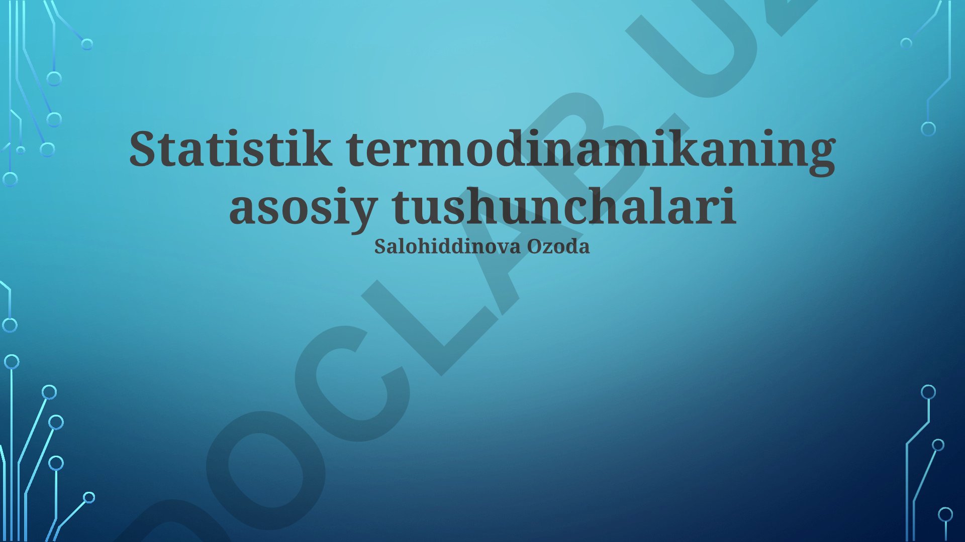 Statistik termodinamikaning asosiy tushunchalari