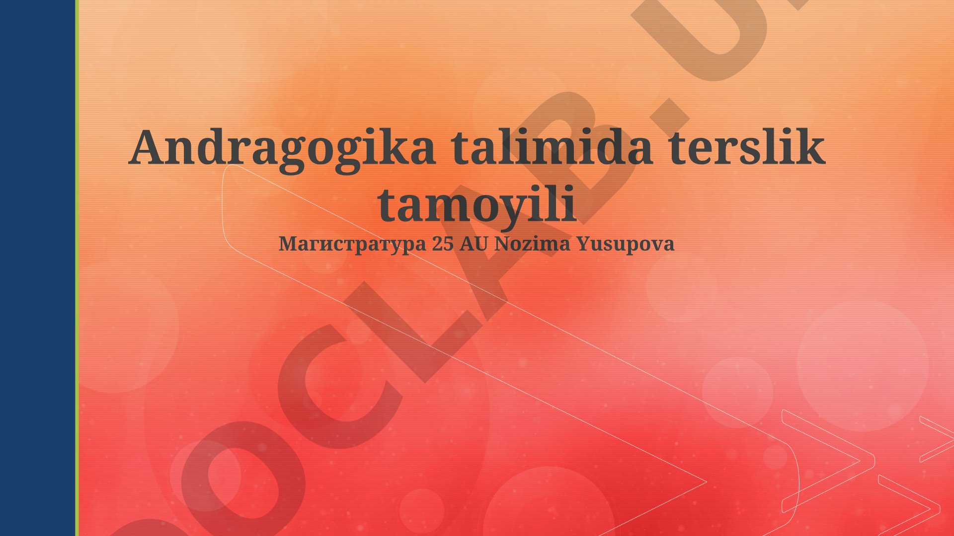 Andragogik ta'limda tenglik tamoyili