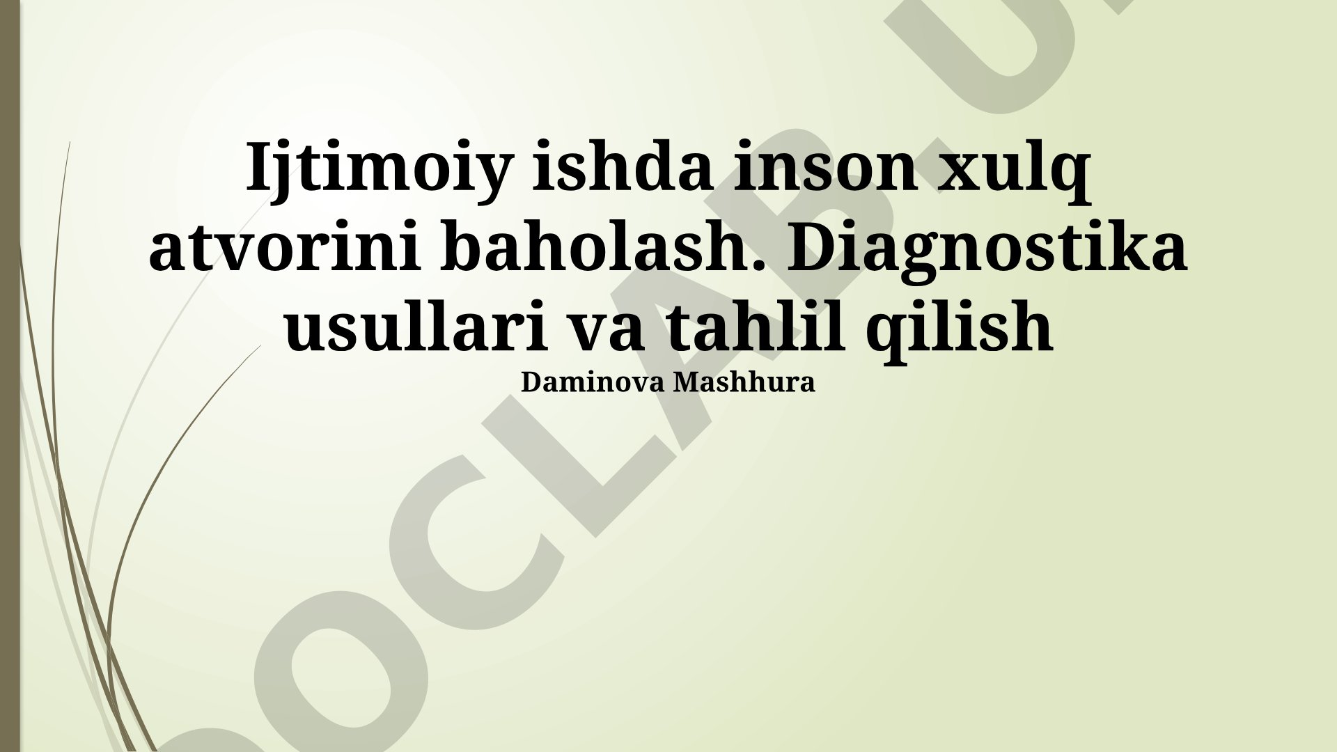 Ijtimoiy ishda inson xulq atvorini baholash