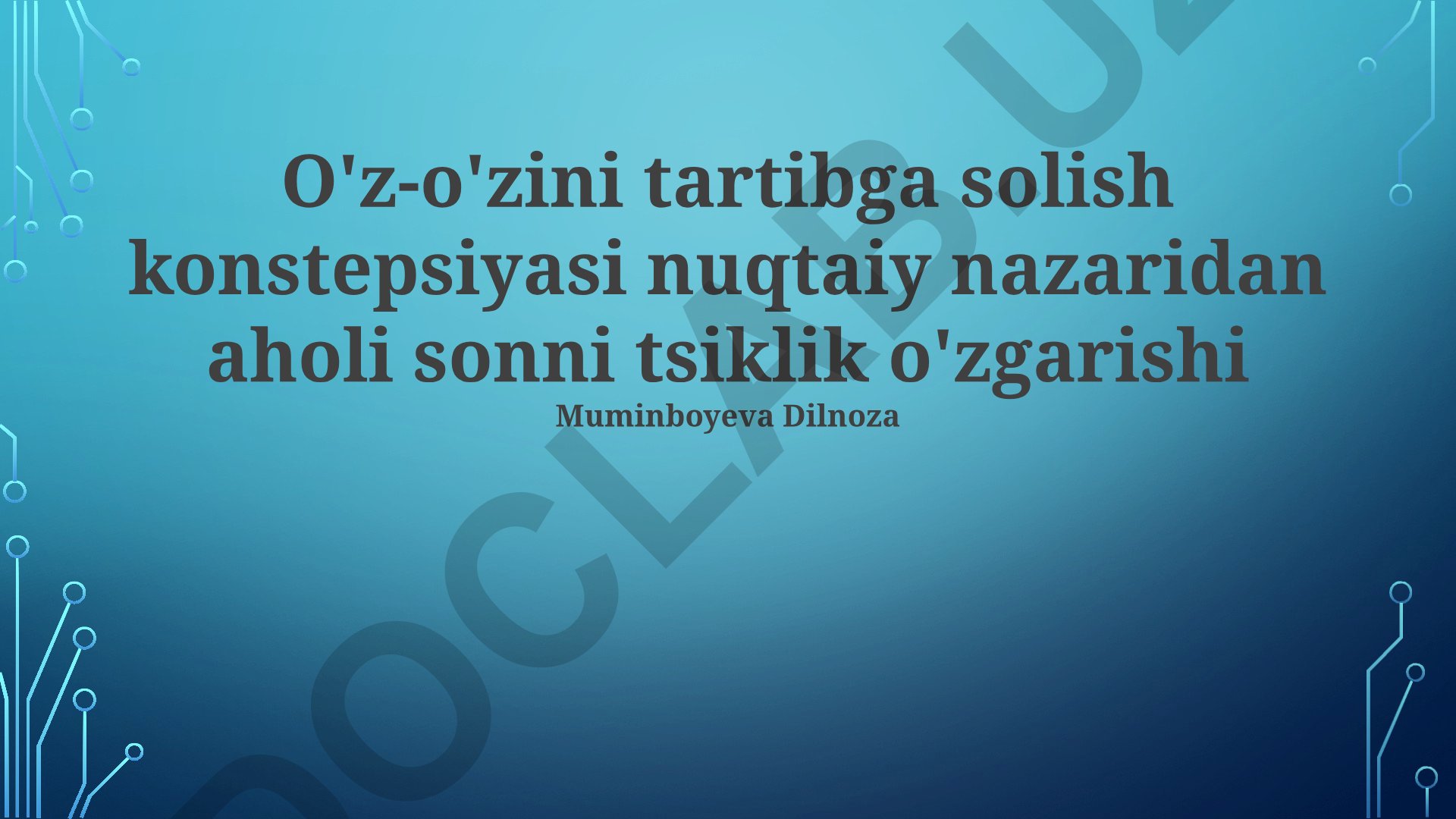 O'z-o'zini tartibga solish nuqtai nazaridan aholi sonining tsiklik o'zgarishlari
