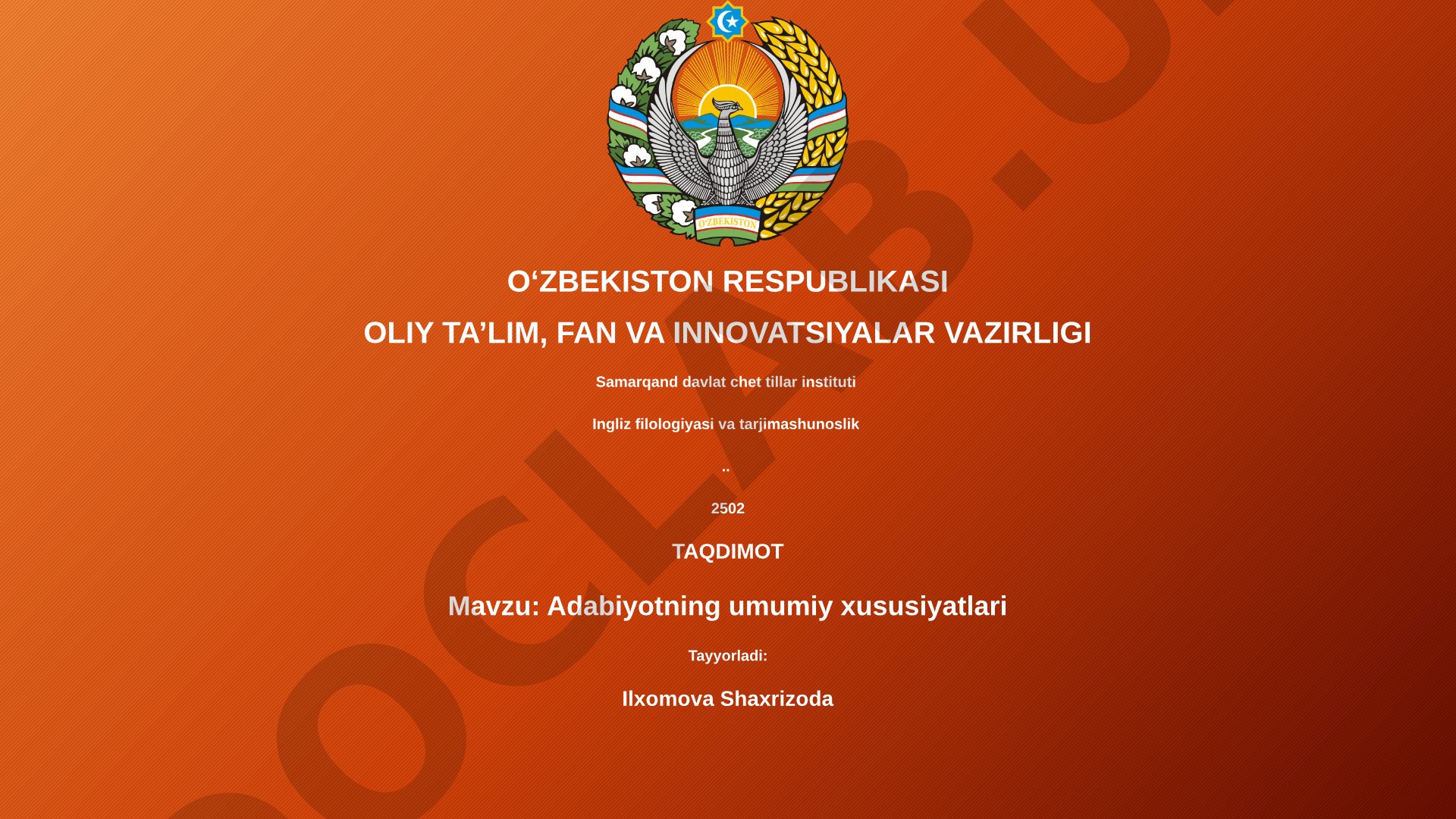 Adabiyotning umumiy xususiyatlari