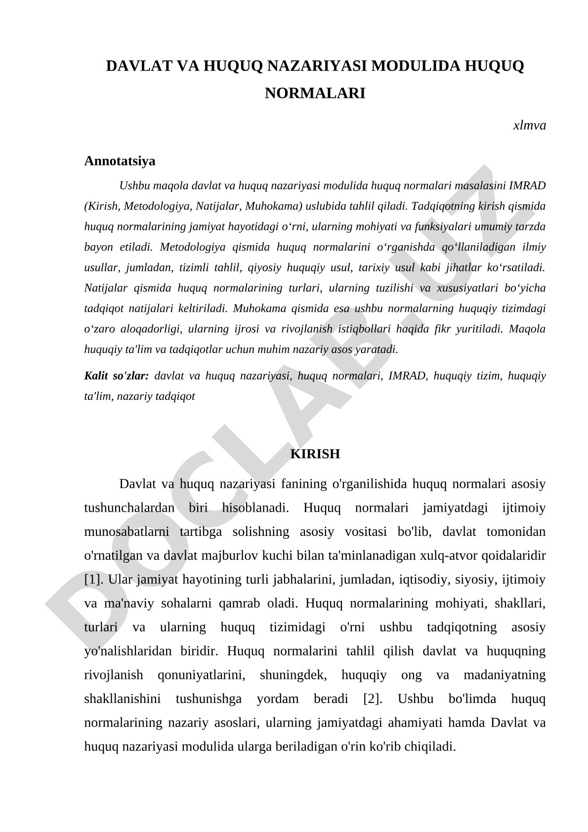 Davlat va huquq nazariyasi modulida huquq normalari