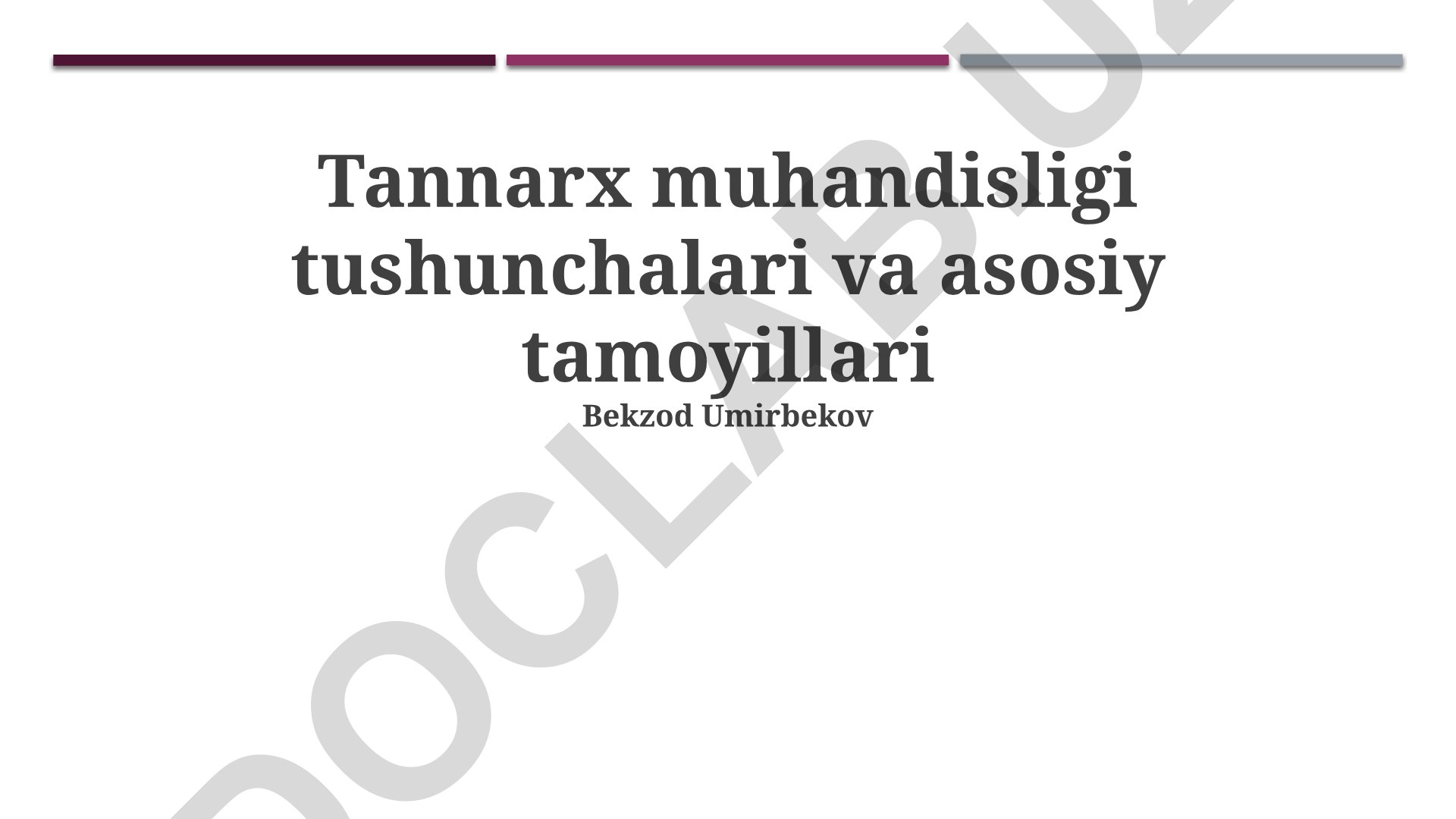 Tannarx muhandisligi tushunchalari va asosiy tamoyillari