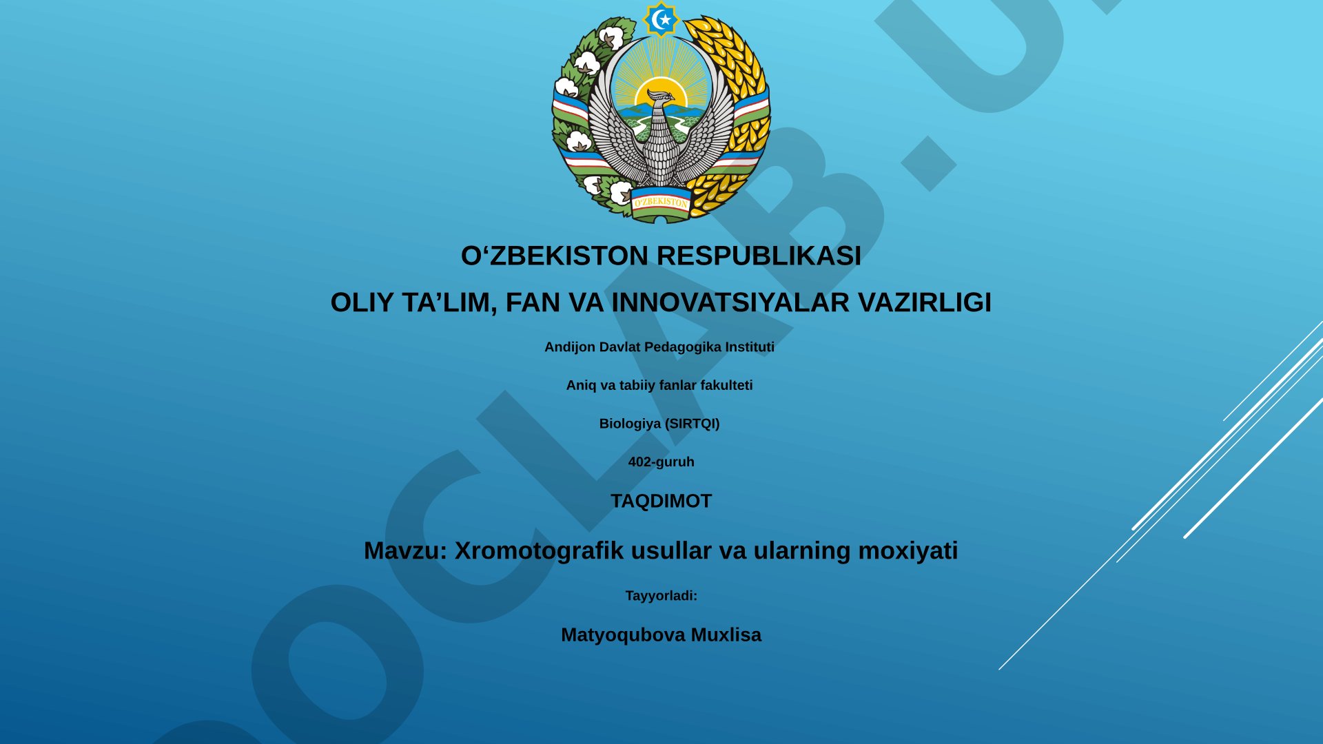 Xromotografik usullar va ularning moxiyati