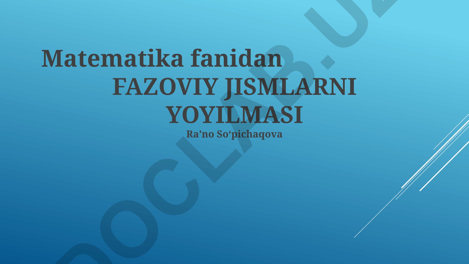 Fazoviy jismlarni yoyilishi