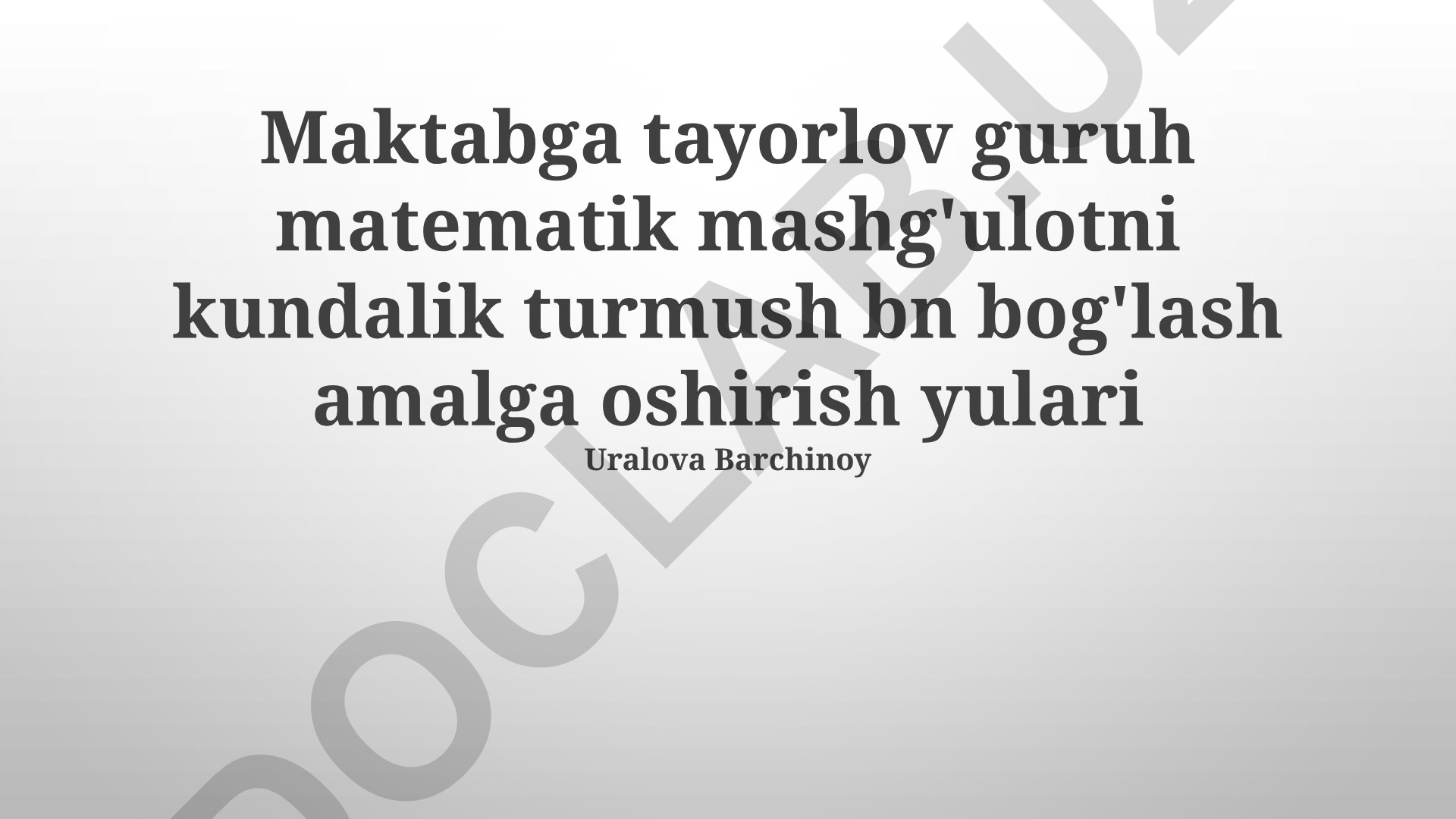 Maktabga tayorlov guruh matematik mashg'ulotni kundalik turmush bilan bog'lash