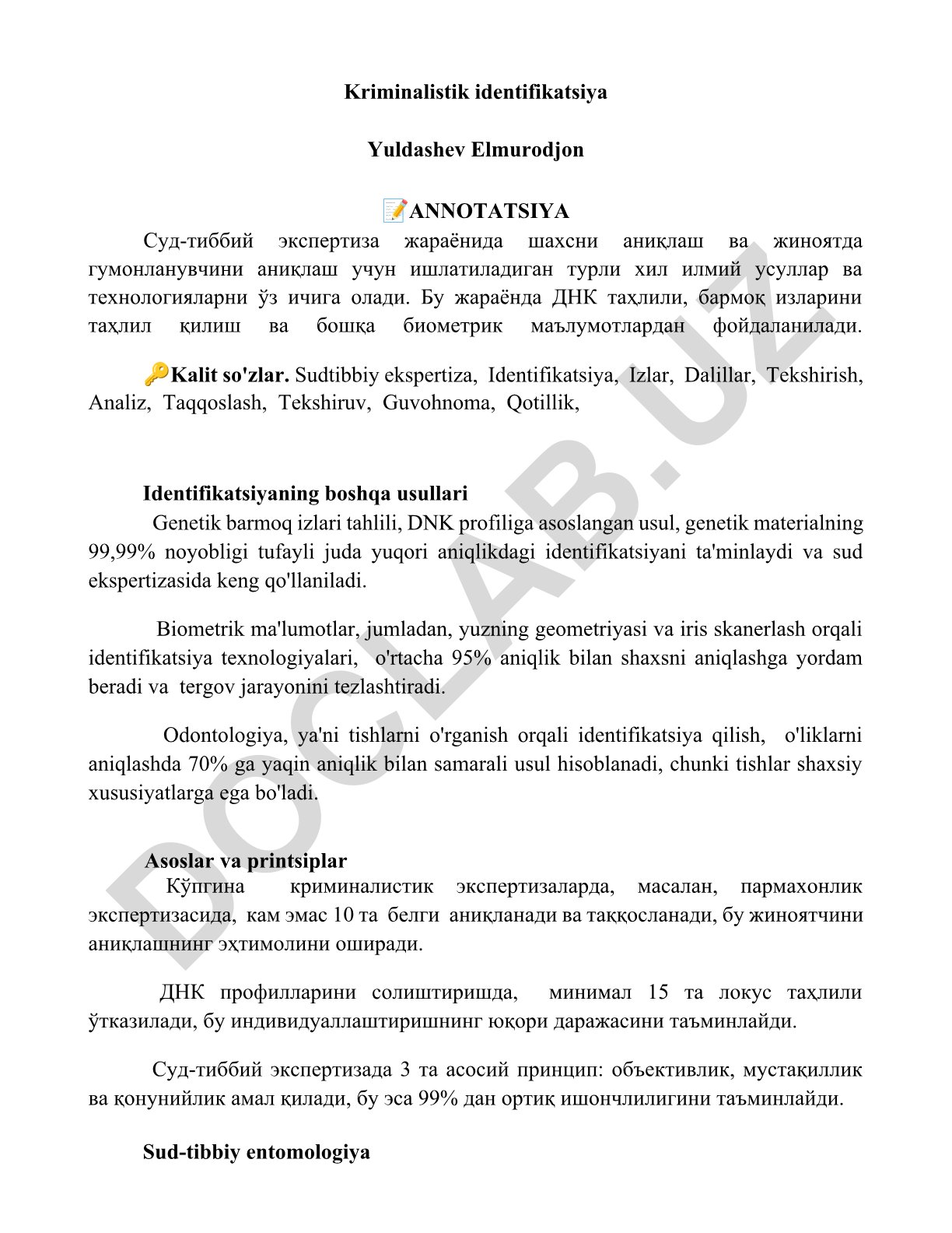 Kriminalistik identifikatsiya