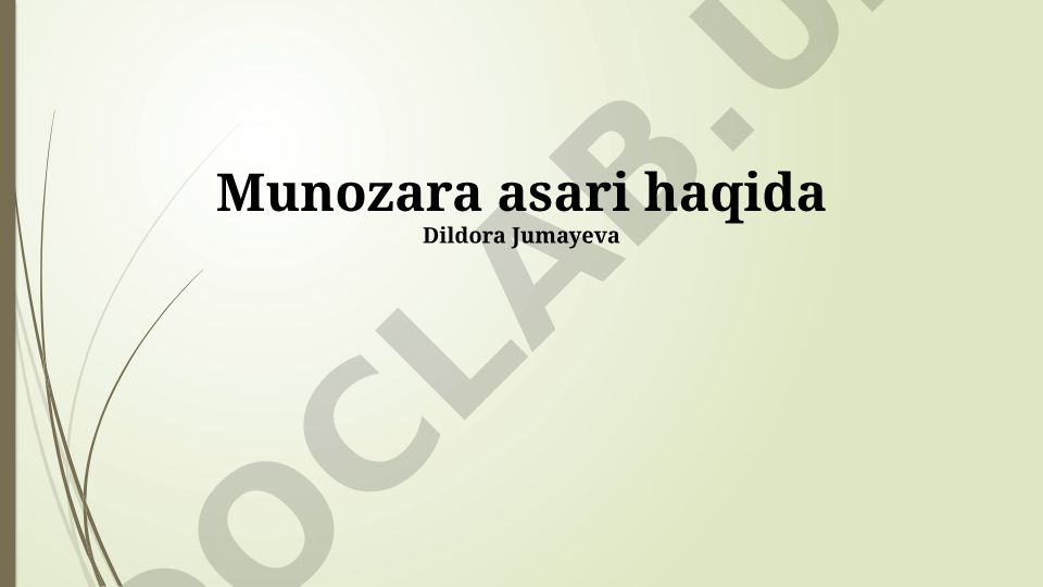 Munozara asari haqida Dildora Jumayeva