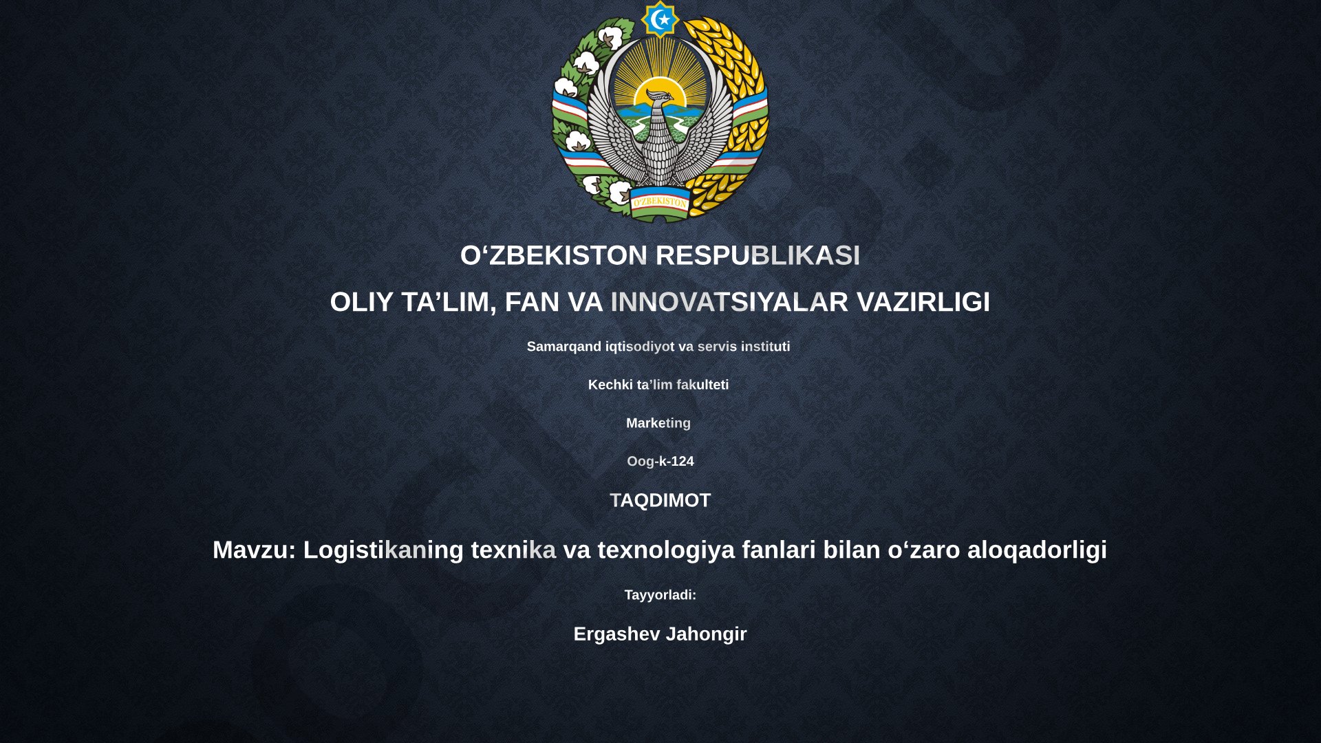 Logistikaning texnika va texnologiya fanlari bilan o'zaro aloqadorligi