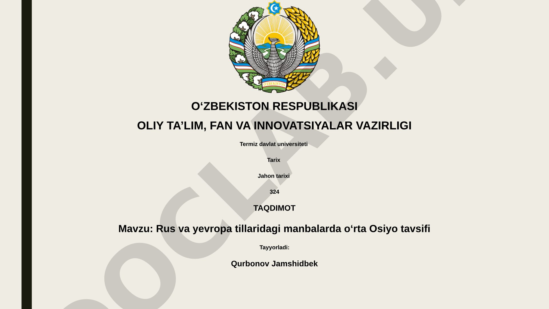 Rus va yevropa tillaridagi manbalarda oʻrta Osiyo tavsifi