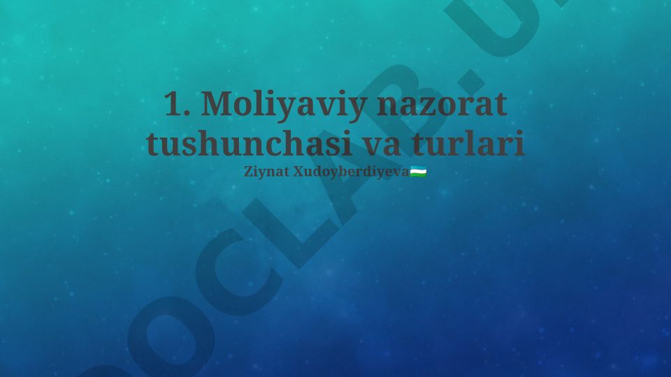 Moliyaviy nazorat tushunchasi va turlari
