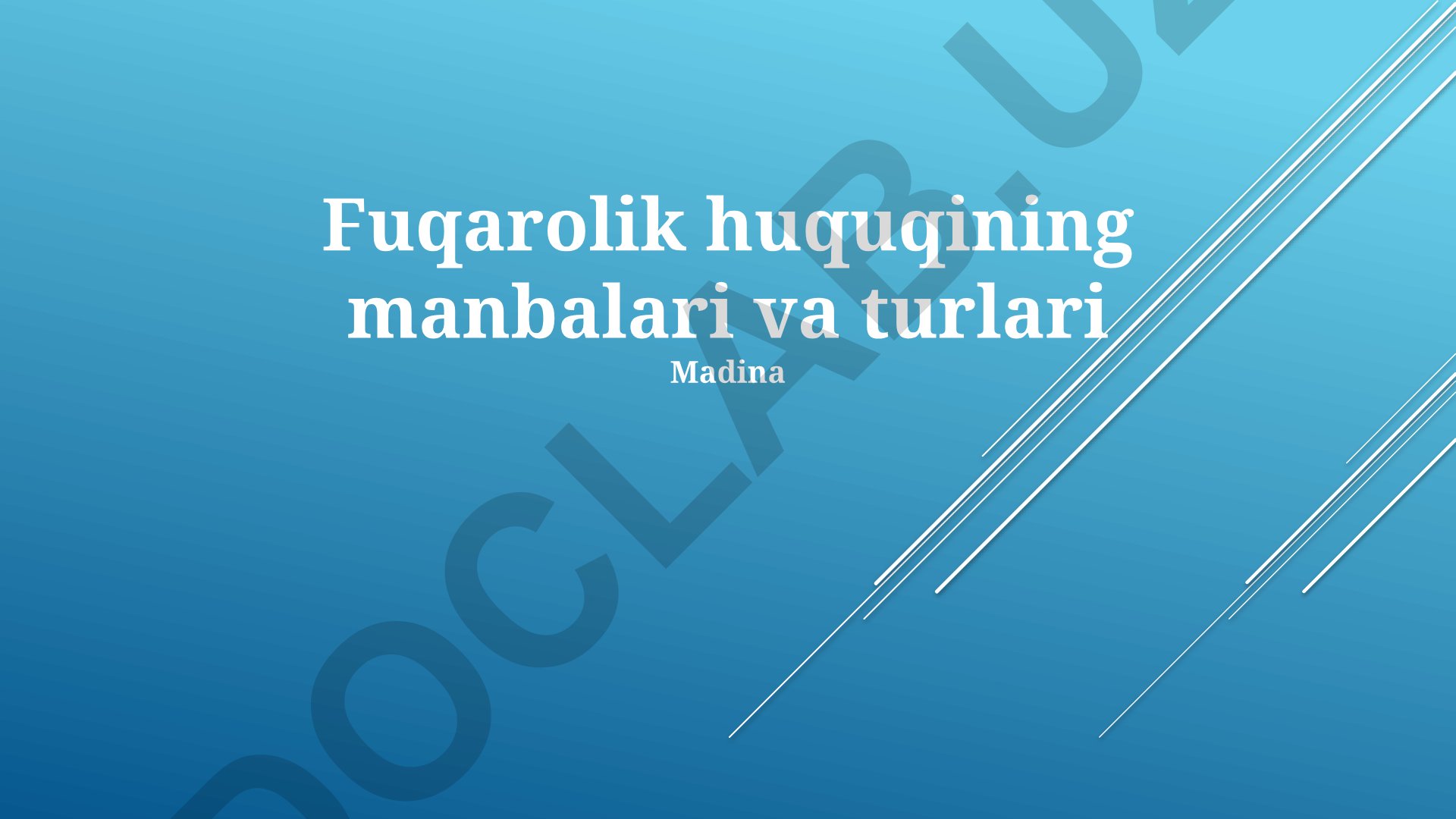 Fuqarolik huquqining manbalari va turlari