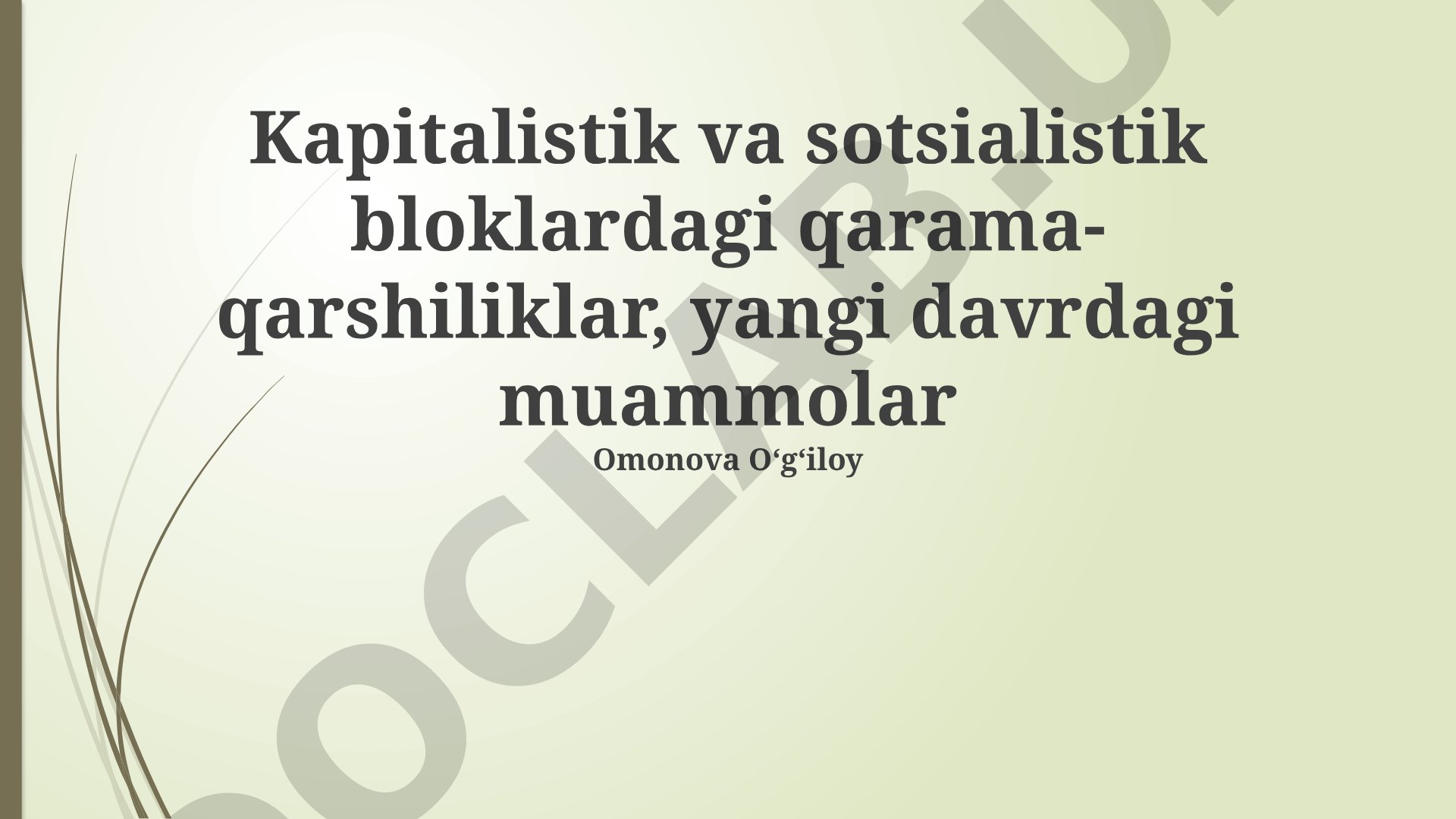 Kapitalistik va sotsialistik bloklardagi qarama-qarshiliklar, yangi davrdagi muammolar