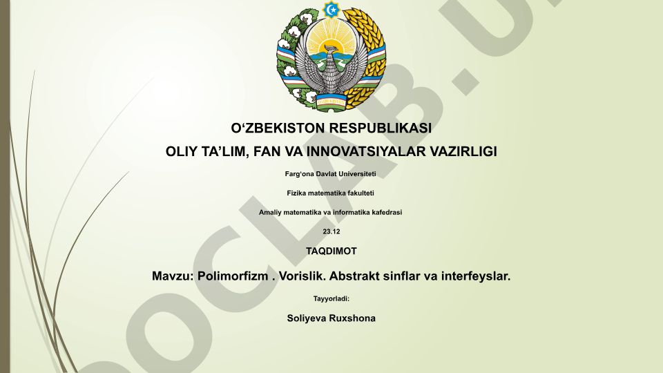 Polimorfizm, Vorislik, Abstrakt Sinflar va Interfeyslar