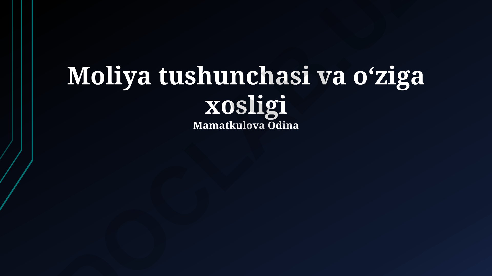 Moliya tushunchasi va oʻziga xosligi