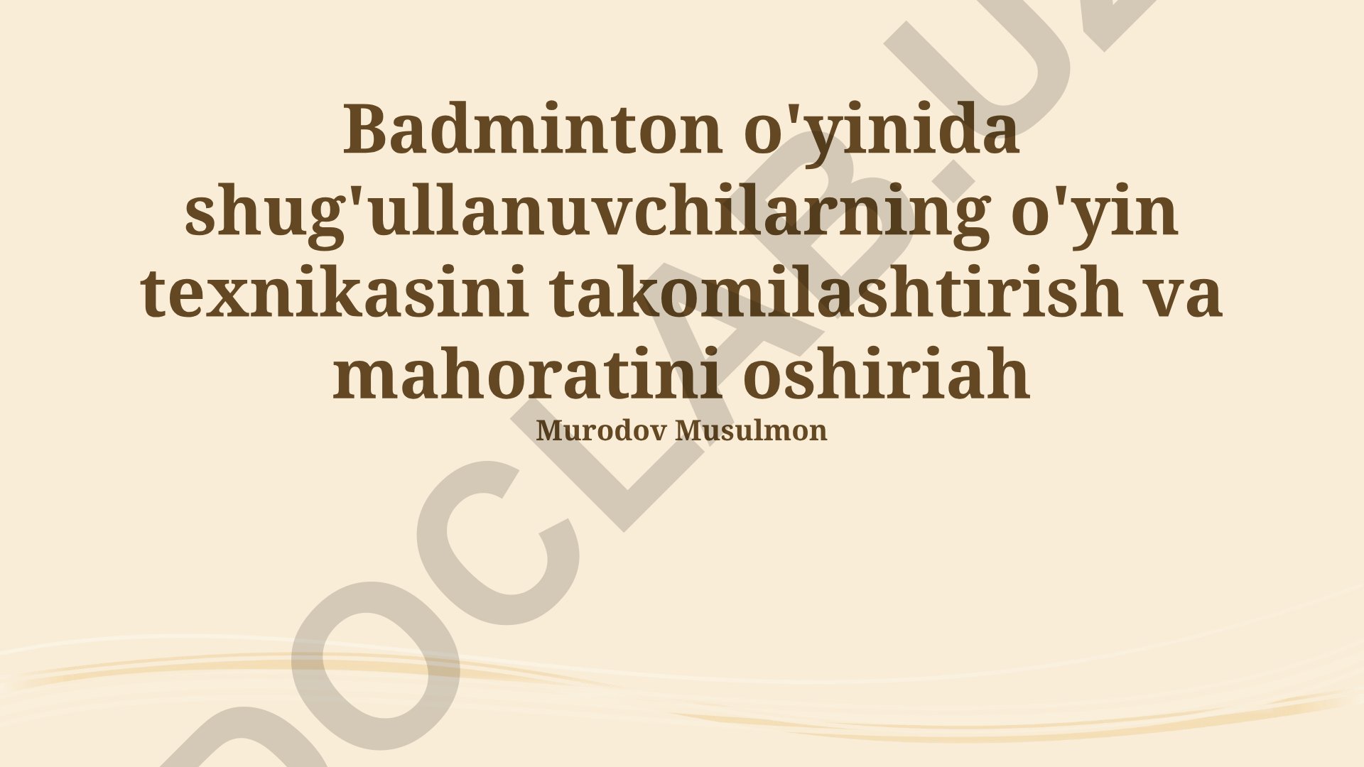 Badminton o'yinchilarining texnikasini takomillashtirish va mahoratini oshirish