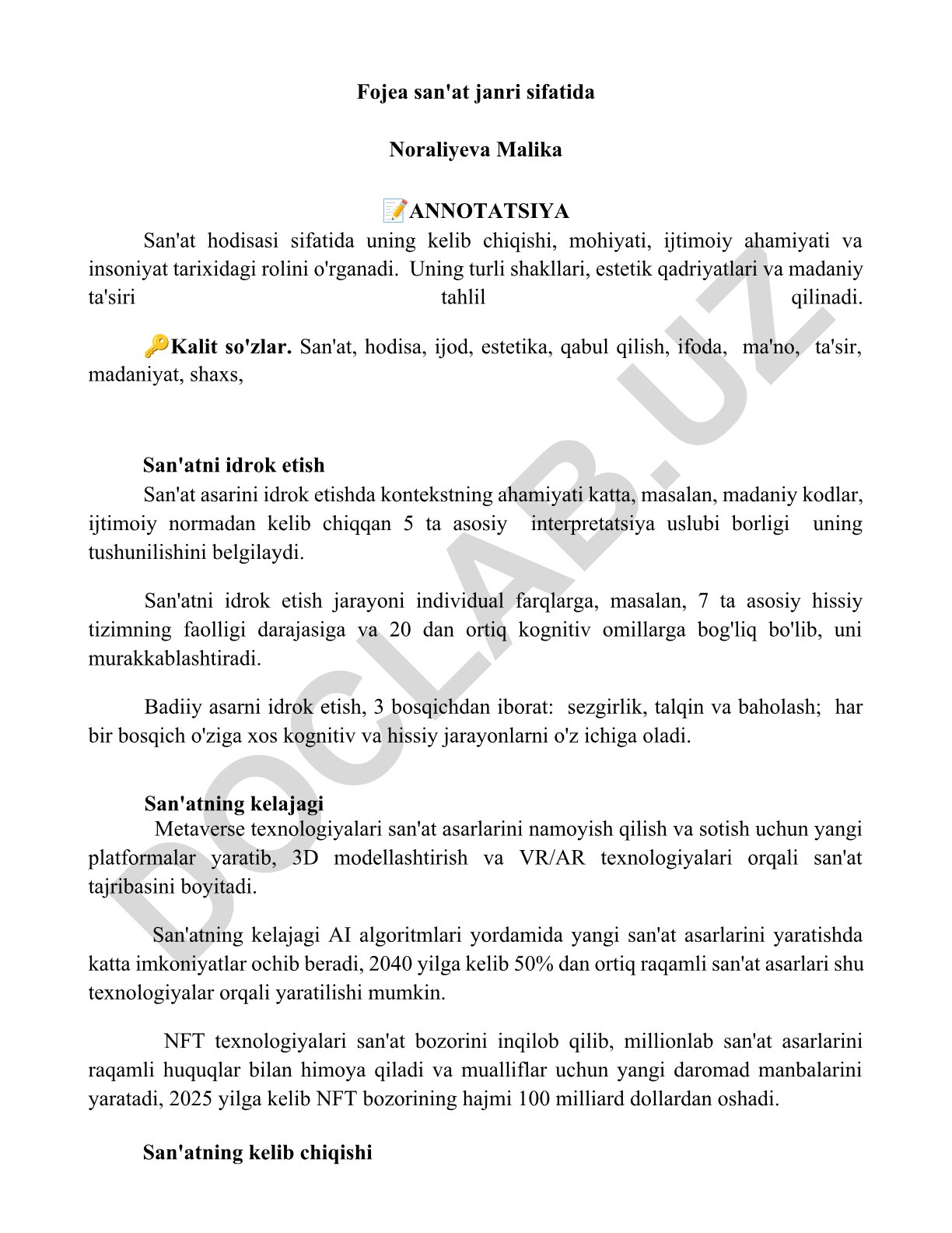 Fojea san'at janri sifatida