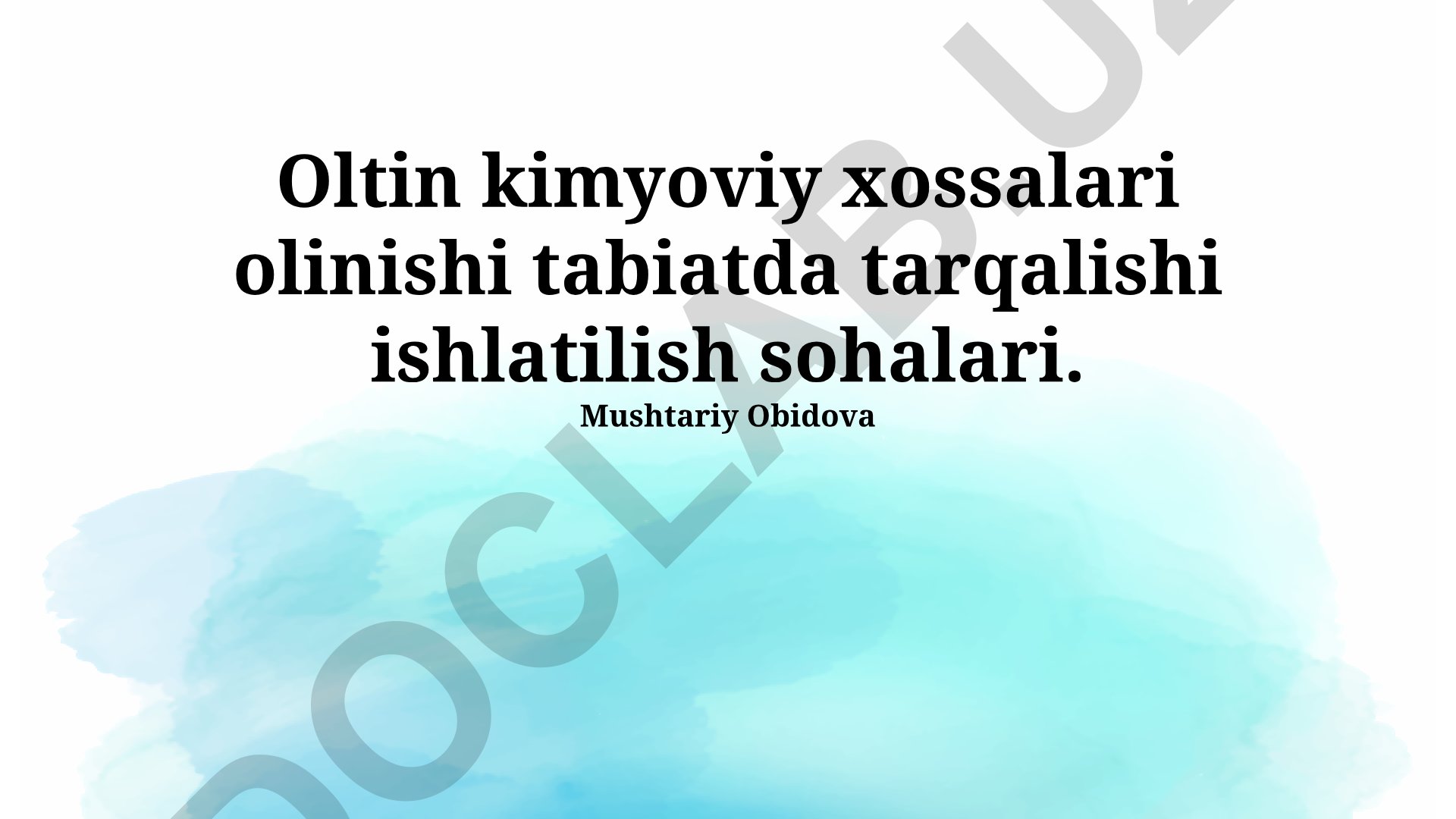 Oltinning kimyoviy xossalari, tabiatda tarqalishi va qo'llanilishi