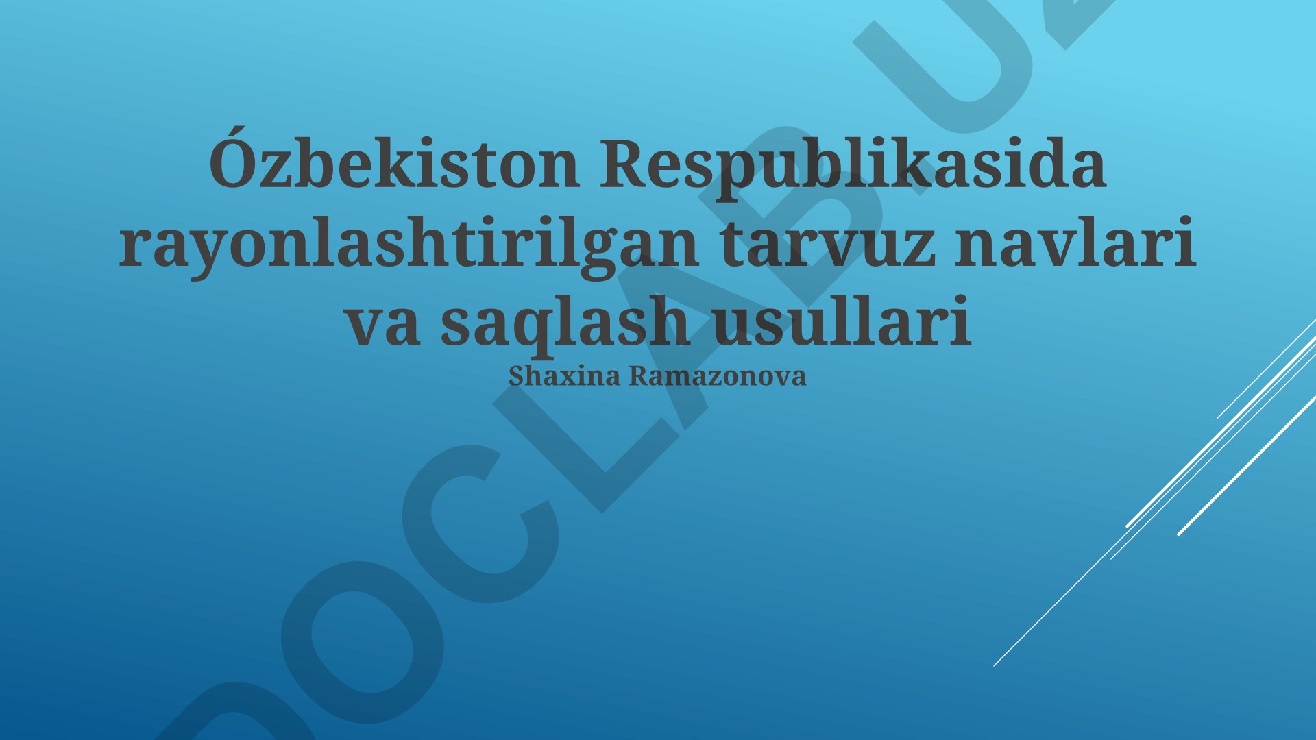 O'zbekistonda rayonlashtirilgan tarvuz navlari va saqlash usullari