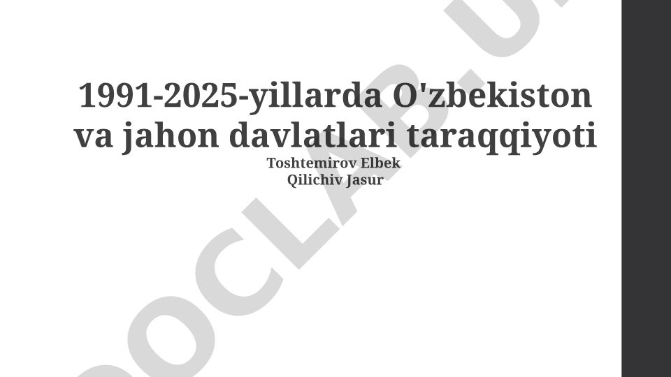 O'zbekistonning 1991-2025 yillardagi rivojlanish bosqichlari