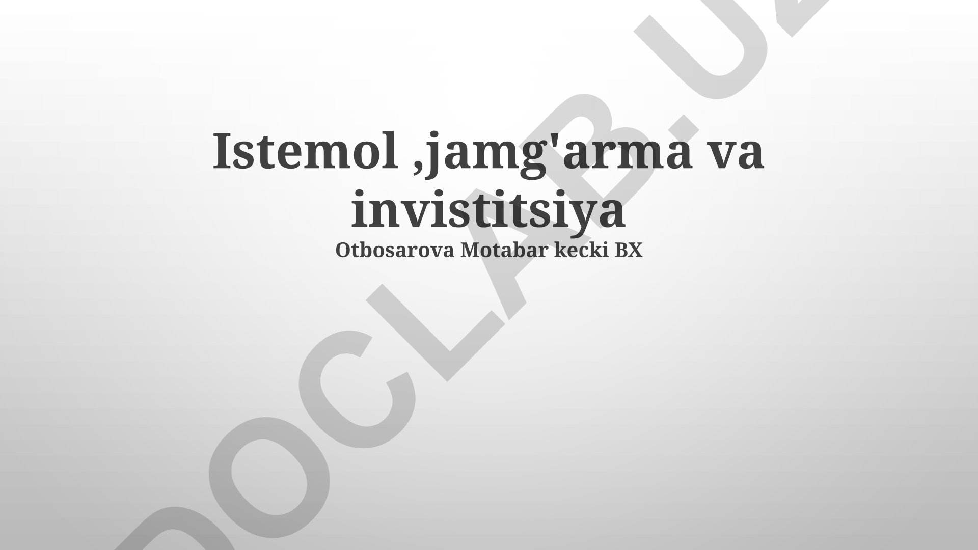 Iste'mol, jamg'arma va investitsiya o'rtasidagi muvozanat