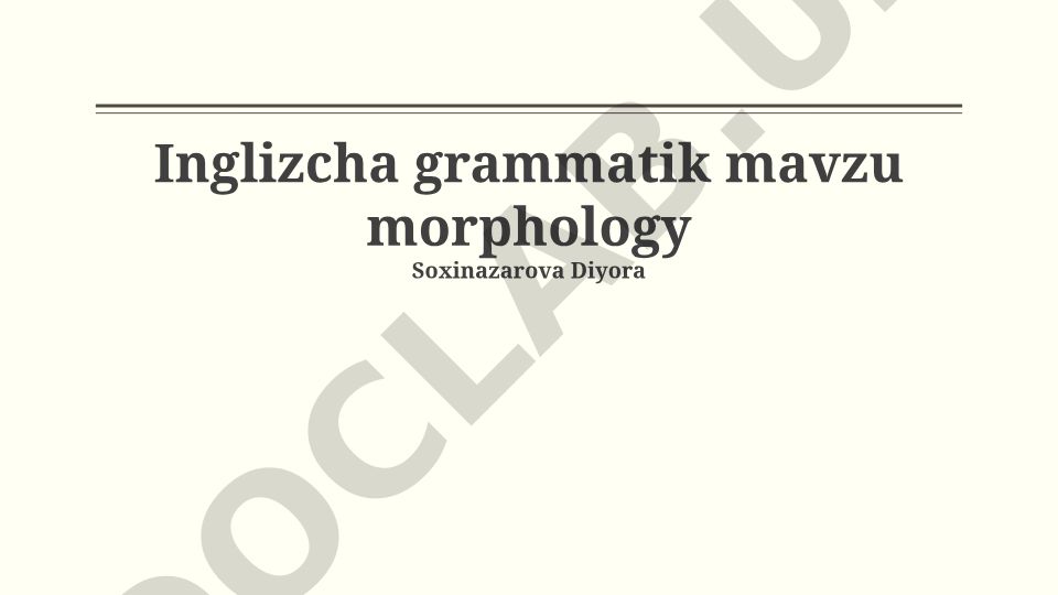 Introduction to English Morphology and Word Formation