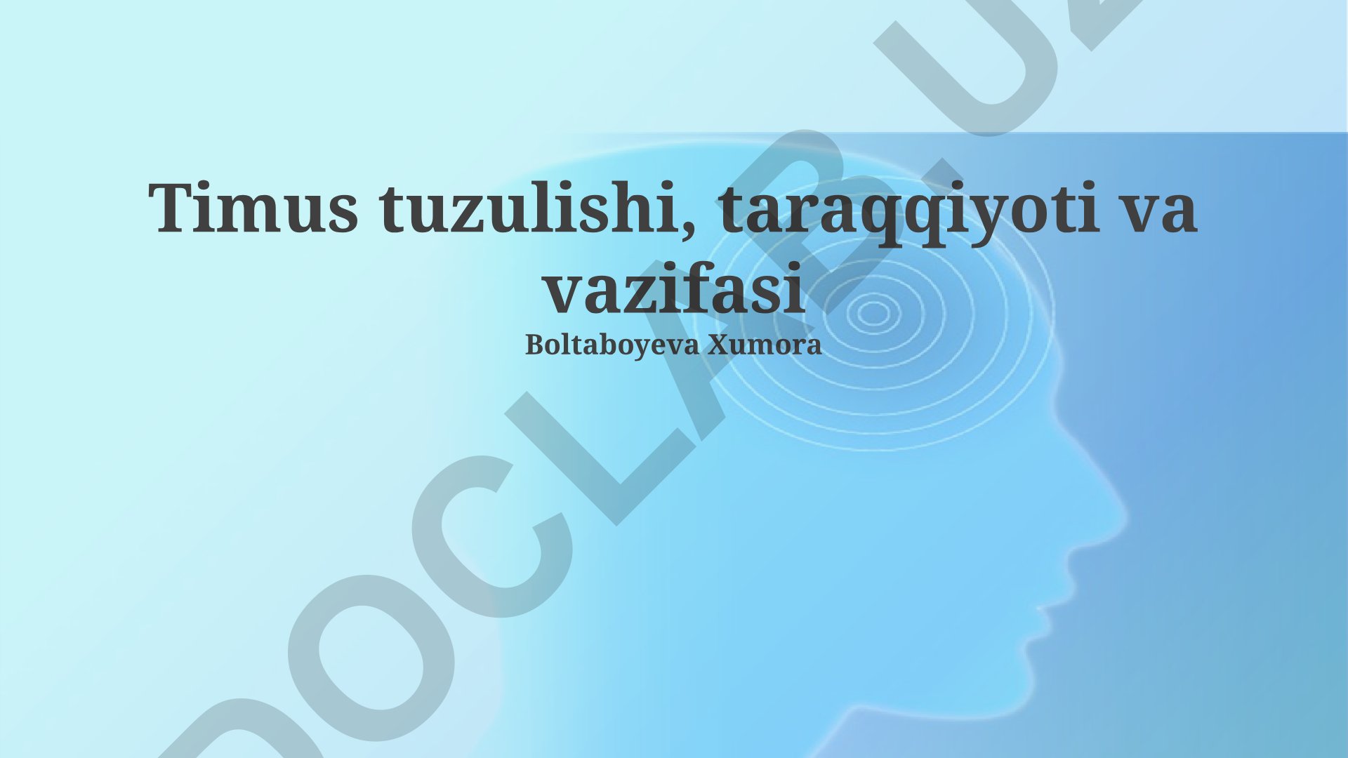 Timus tuzulishi, taraqqiyoti va vazifasi